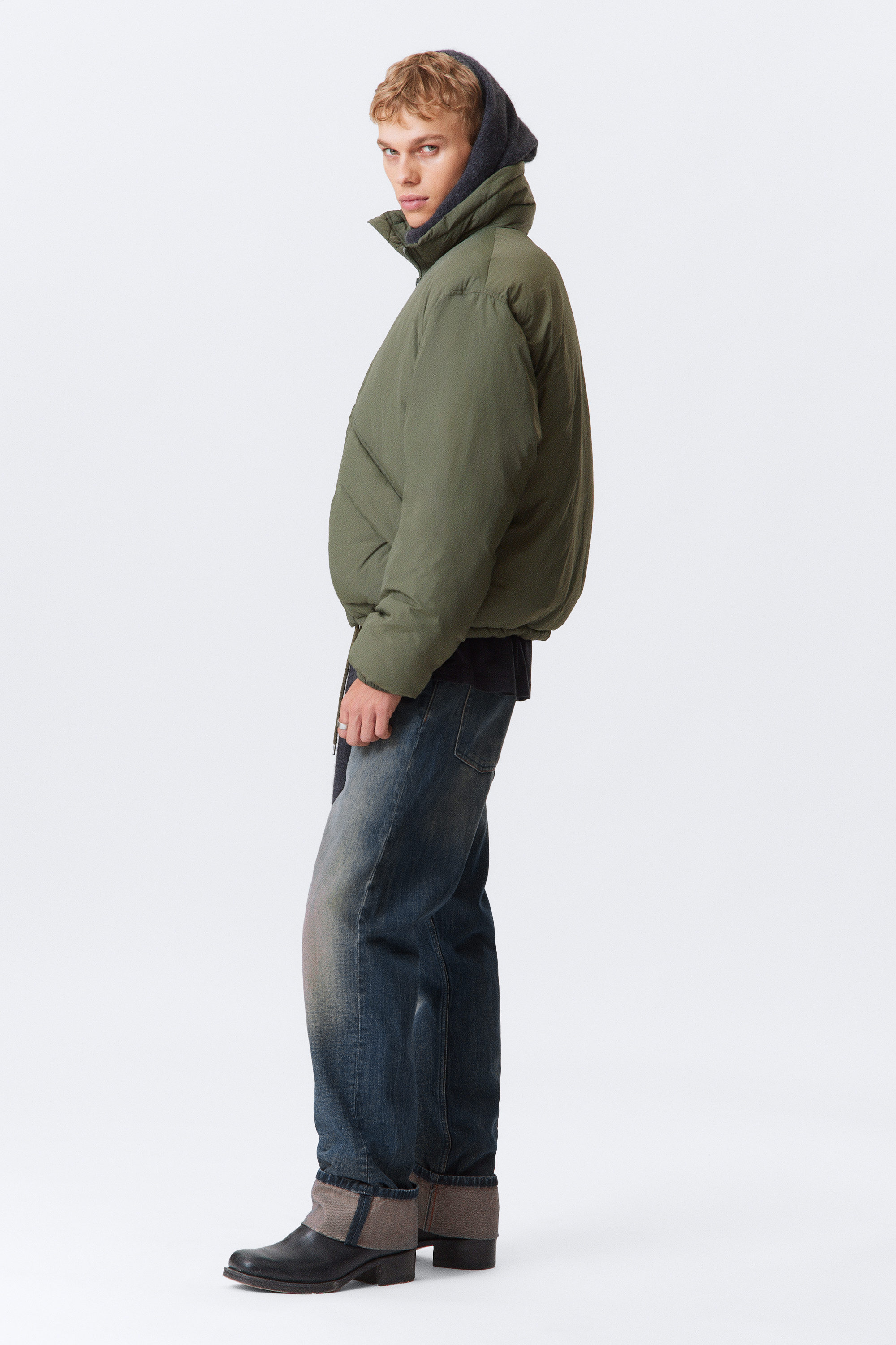 DRAWSTRING NYLON PUFFER JACKET - XNAUWBI