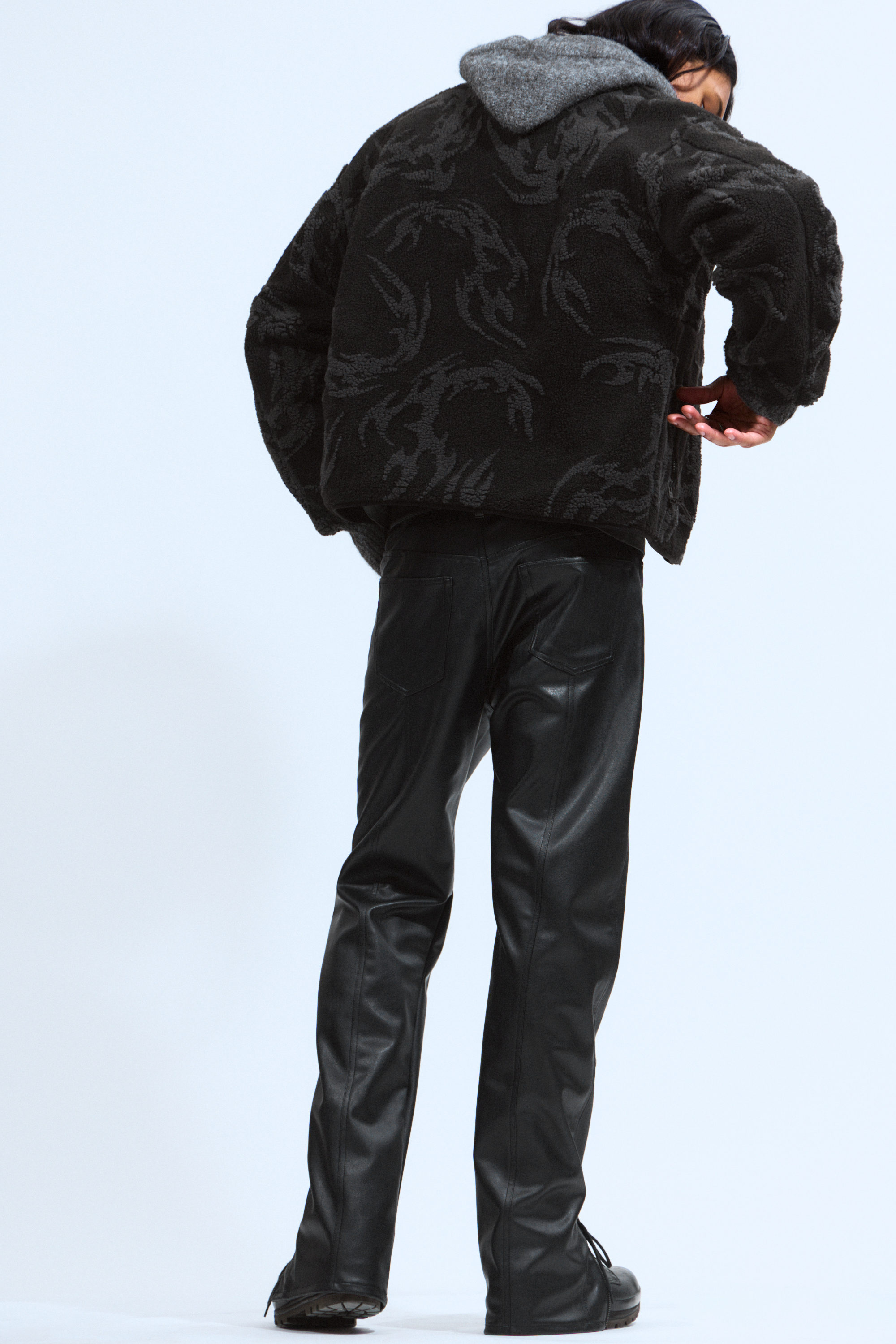 JACQUARD PATTERN PILE ZIP JACKET - XNAUWBI