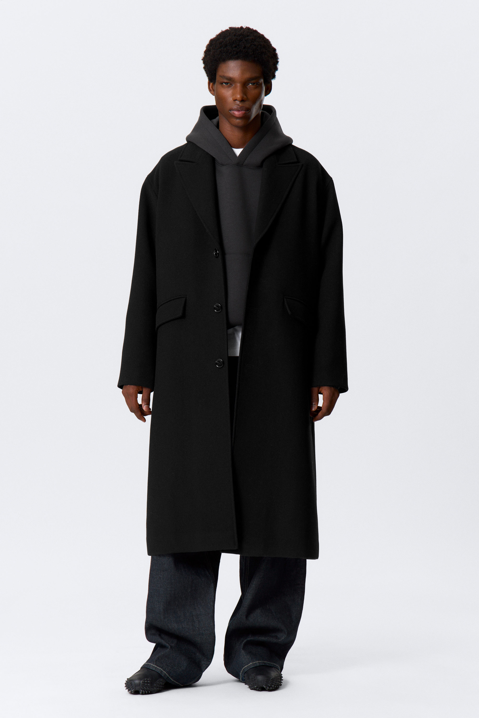 OVERSIZED SINGLE-BREASTED WOOL BLEND COAT - XNAUWBI