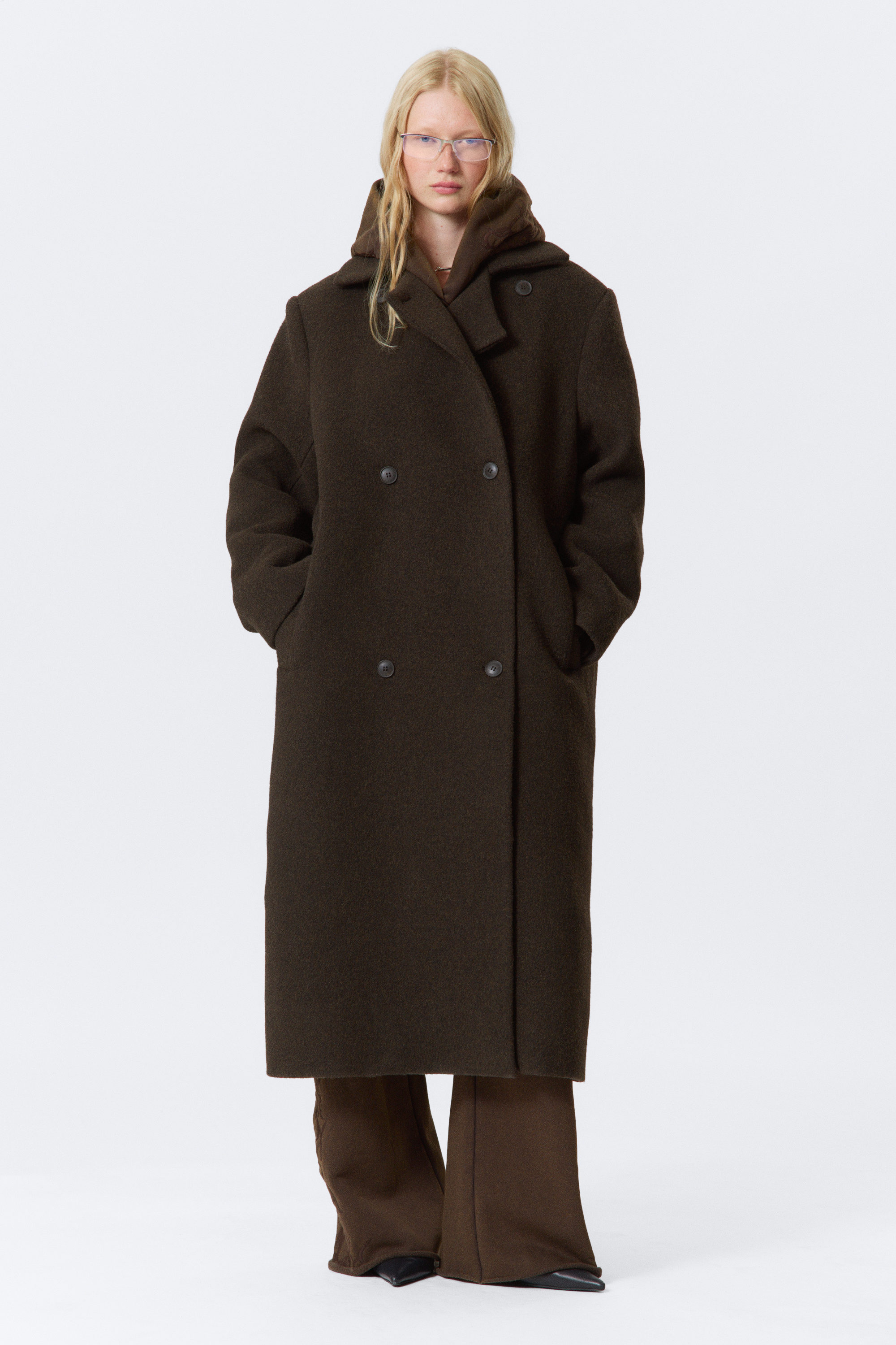 OVERSIZED DOUBLE-BREASTED WOOL BLEND COAT - XNAUWBI