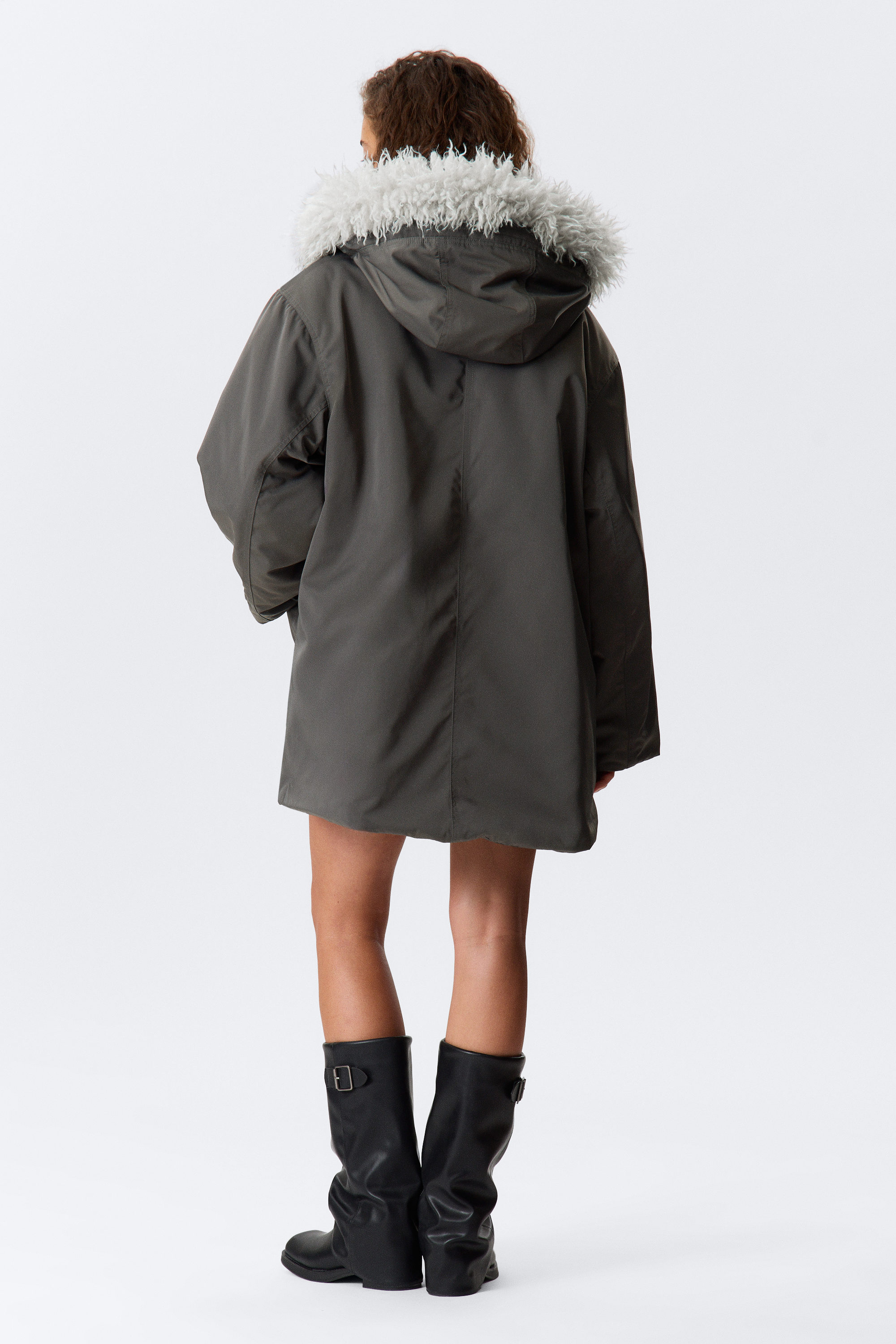 PADDED BOMBER PARKA WITH FAUX FUR TRIM - XNAUWBI
