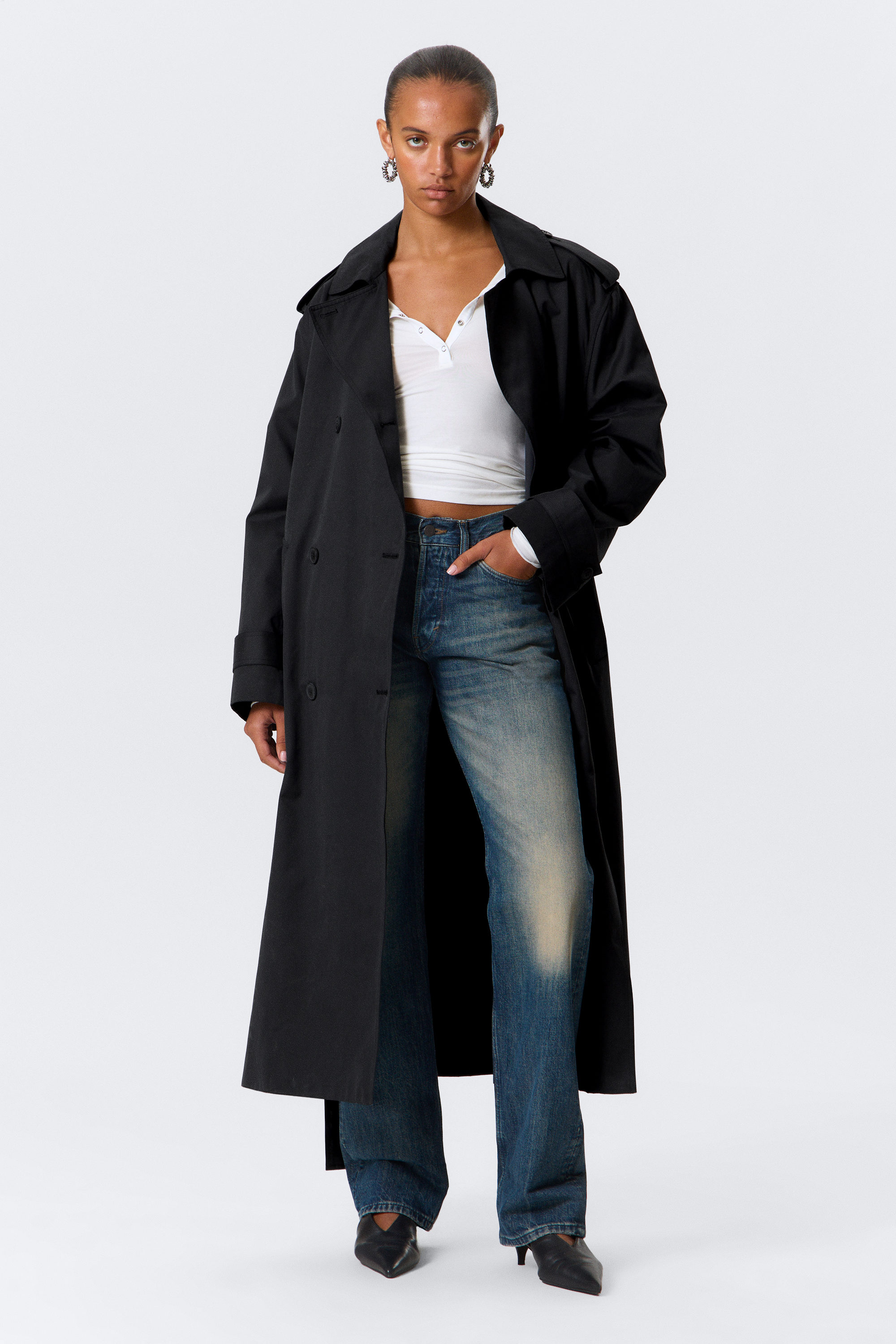 OVERSIZED DOUBLE-BREASTED CANVAS TRENCH COAT - XNAUWBI