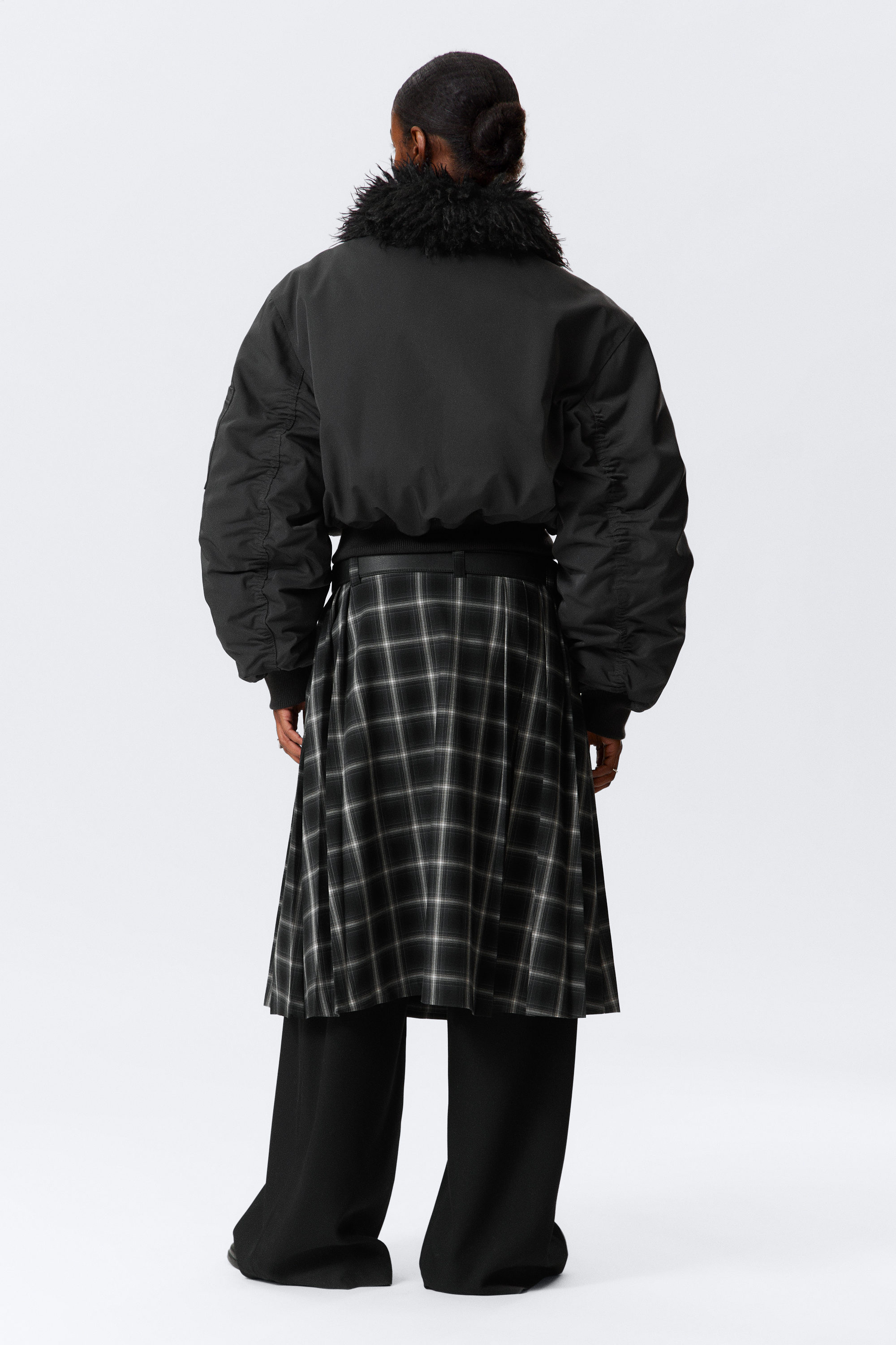 FAUX FUR COLLAR BOMBER JACKET - XNAUWBI