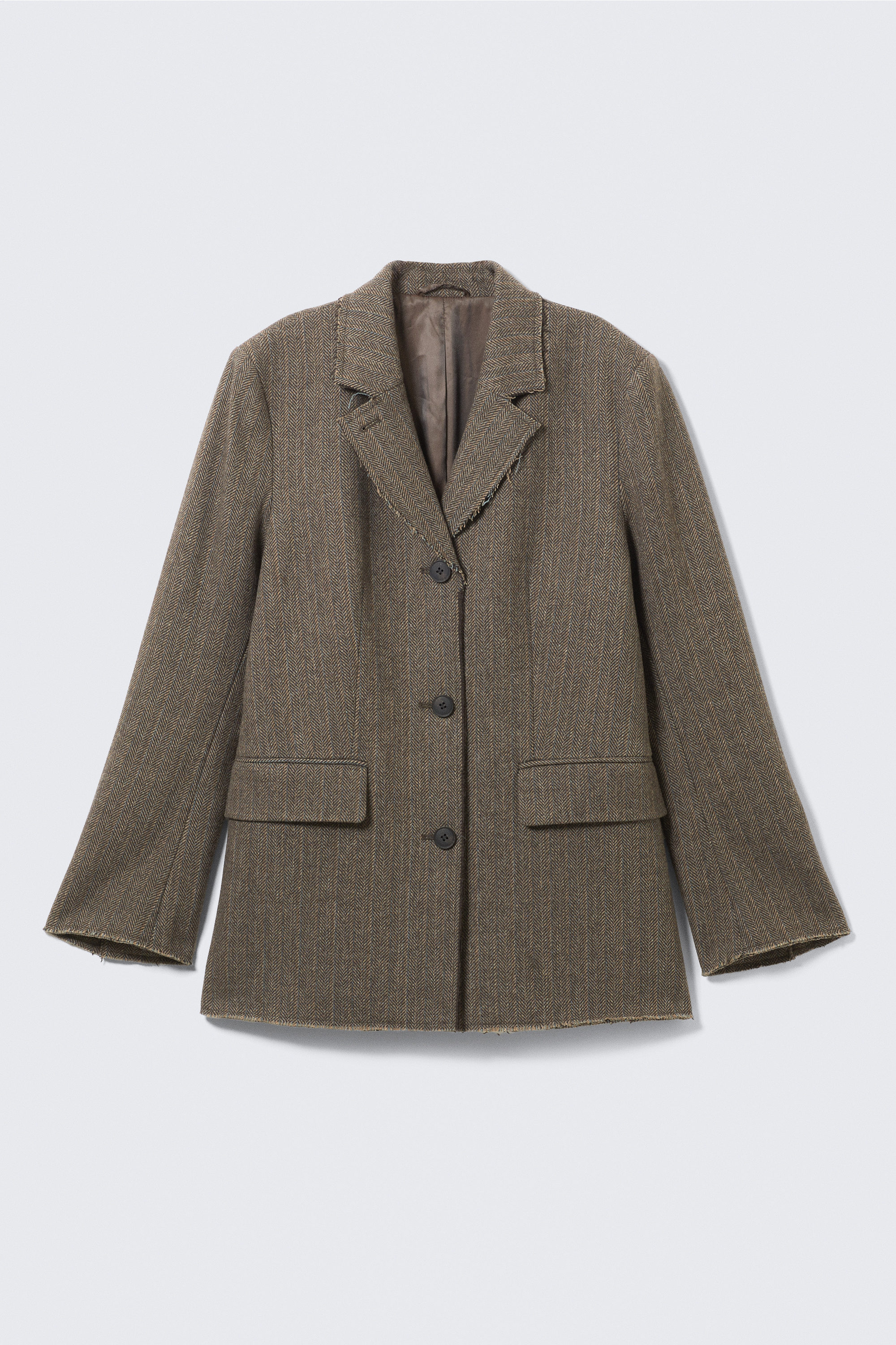 LOOSE FIT WOOL BLEND HERRINGBONE BLAZER - XNAUWBI