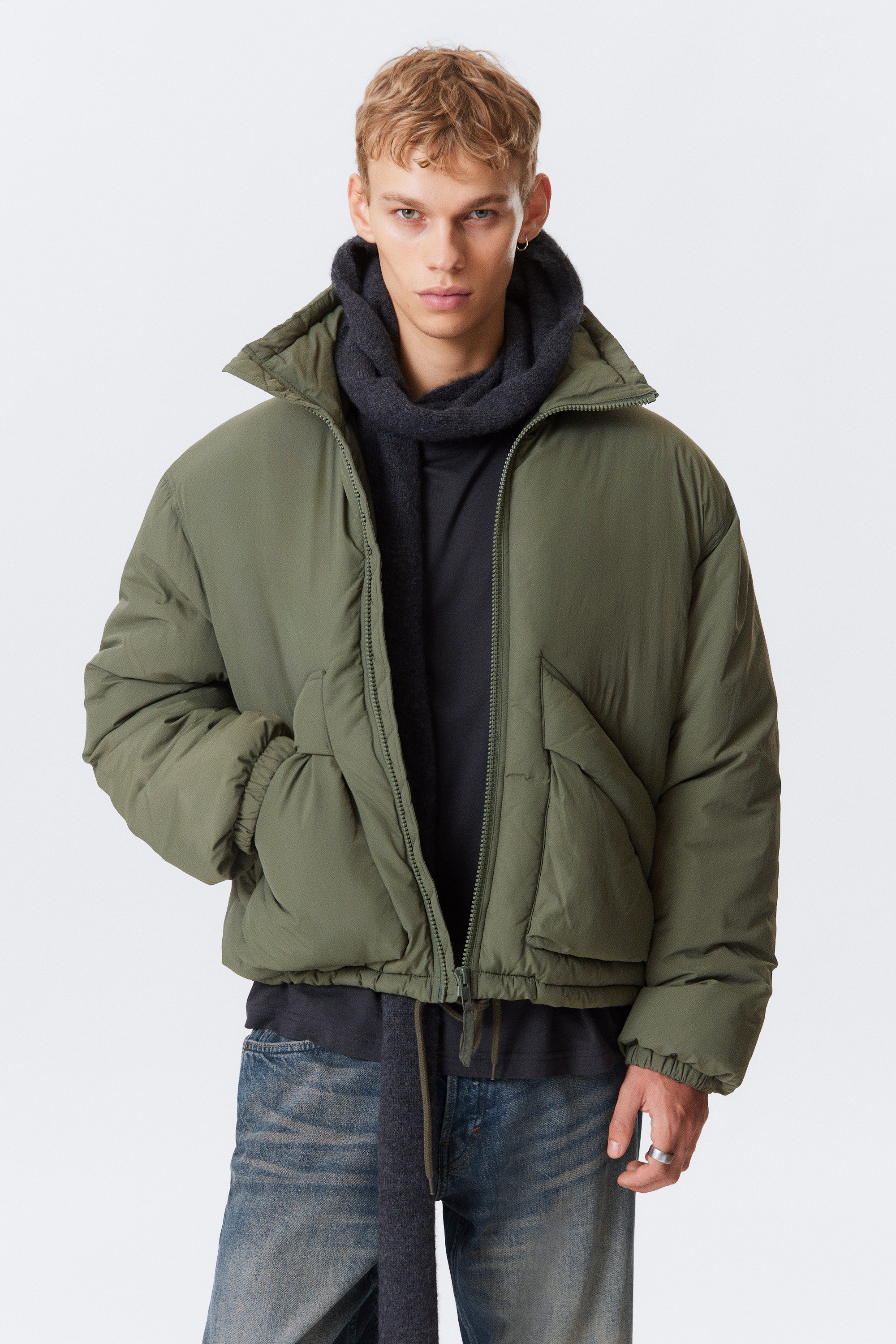 DRAWSTRING NYLON PUFFER JACKET - XNAUWBI