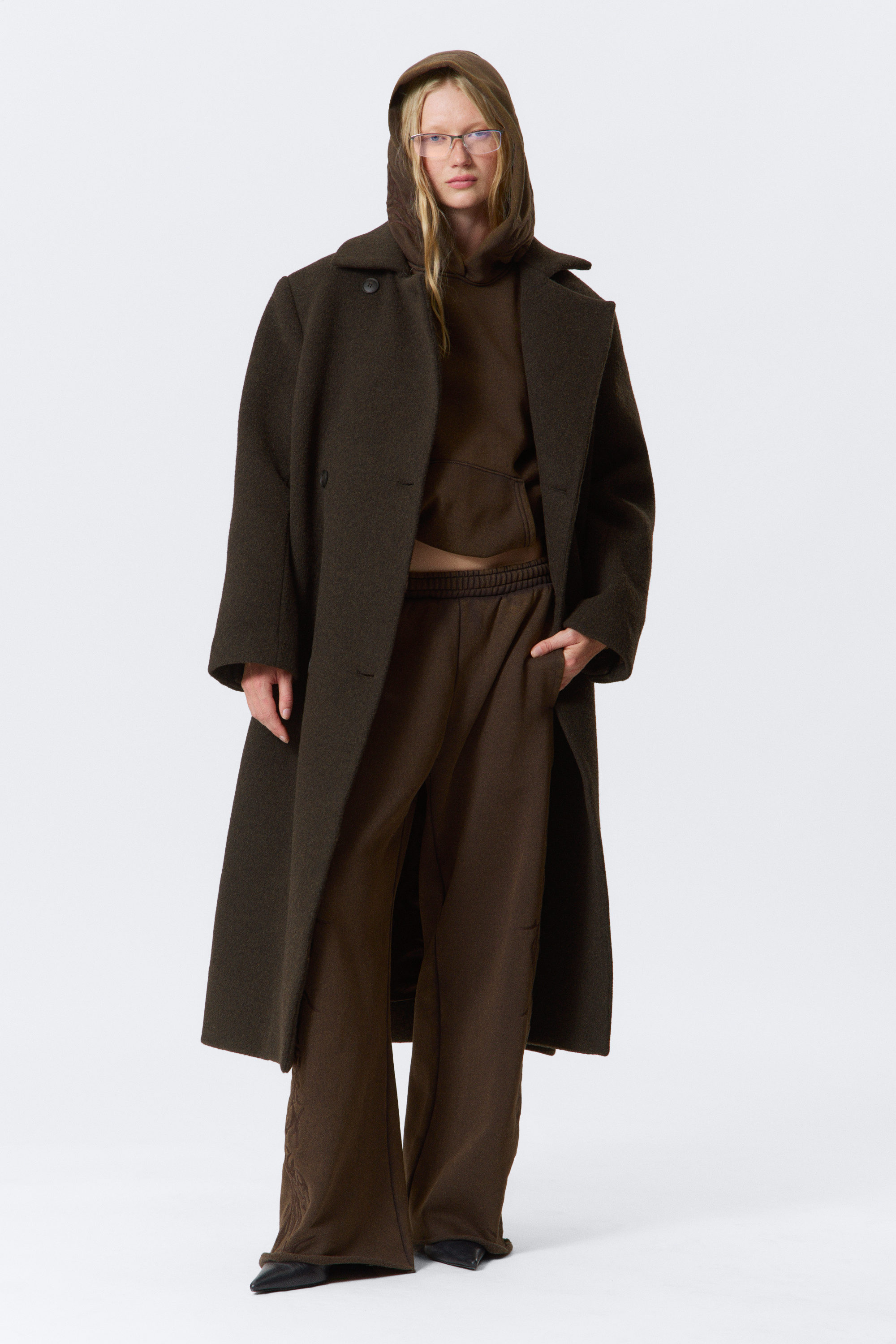 OVERSIZED DOUBLE-BREASTED WOOL BLEND COAT - XNAUWBI