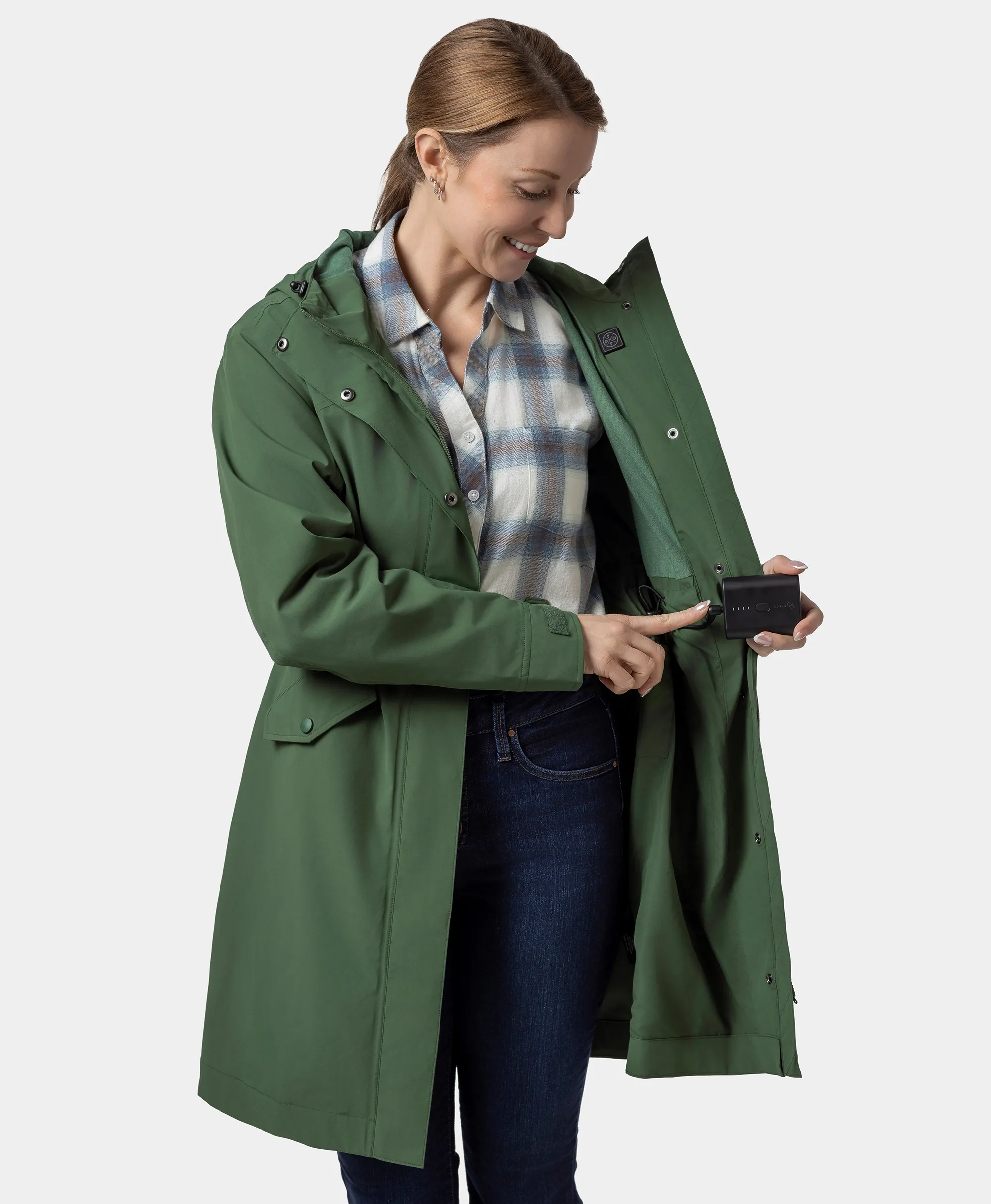 Downtown Women's Heated Rain Trench - XNAUWBI