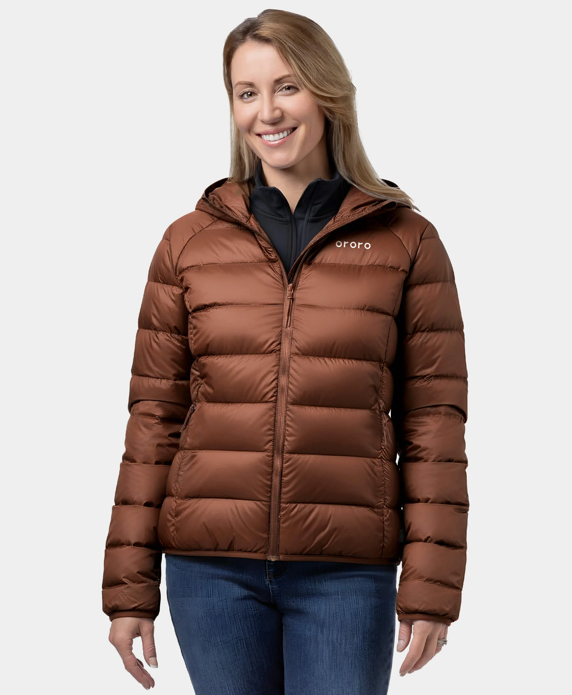 Aero Women's 4-Zone Packable Heated Down Jacket - XNAUWBI