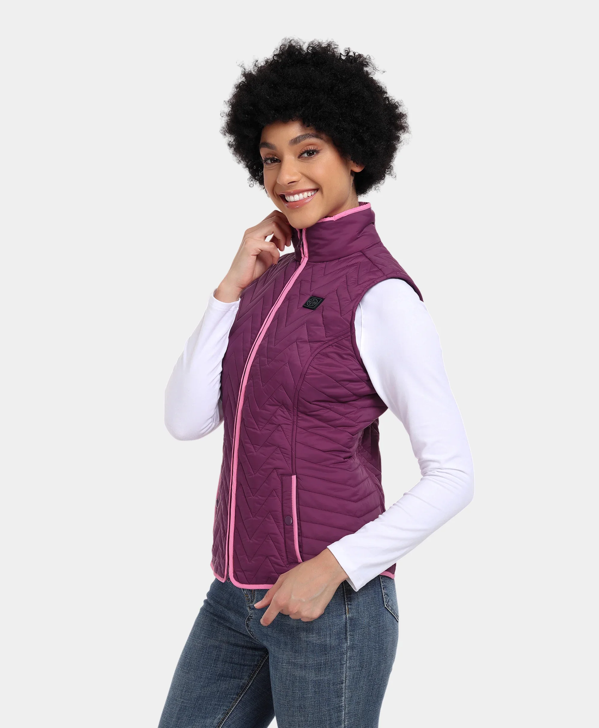 Women's Heated Chevron Quilted Vest - XNAUWBI