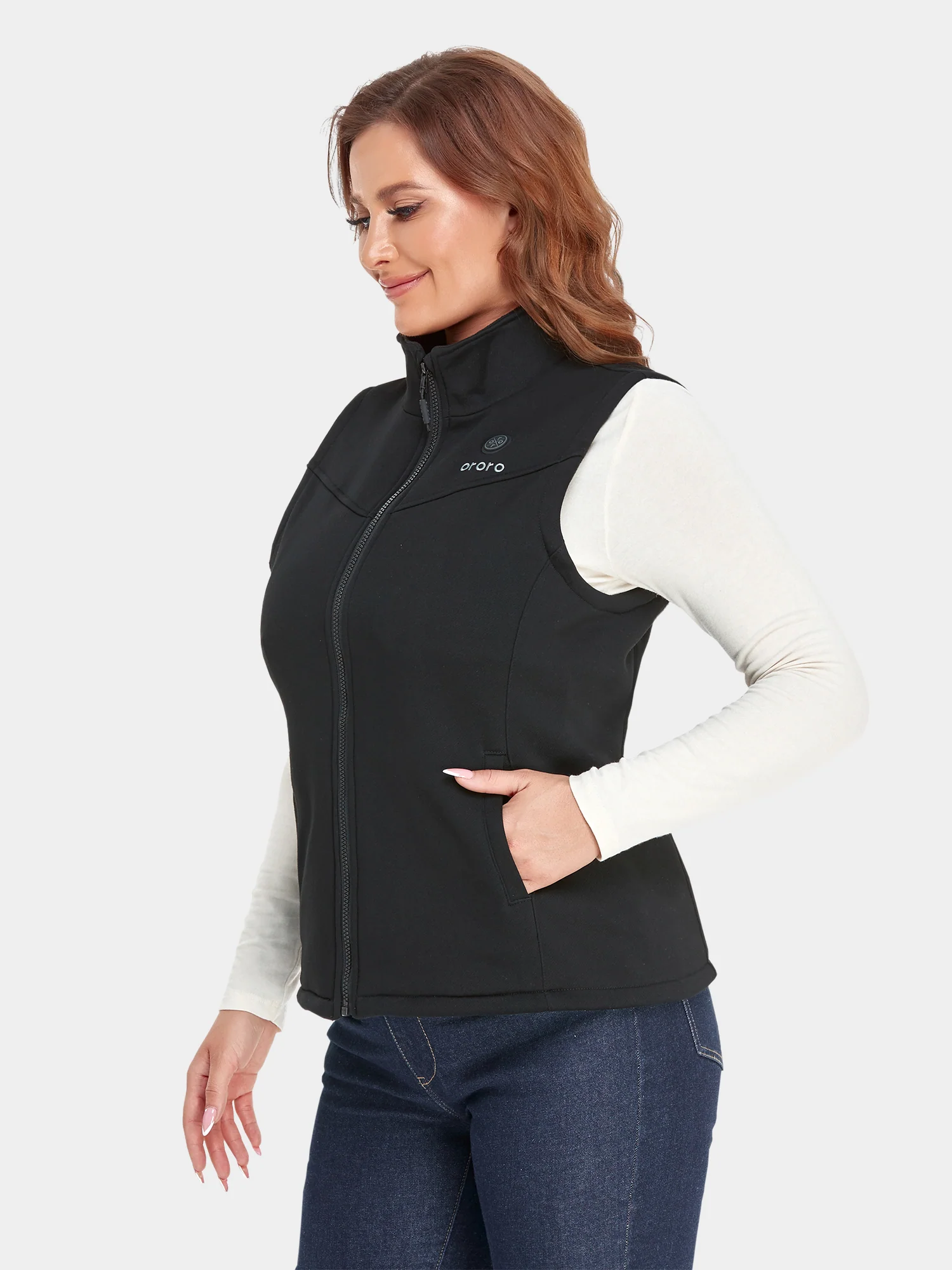 Women's Heated Fleece Vest - Black - XNAUWBI