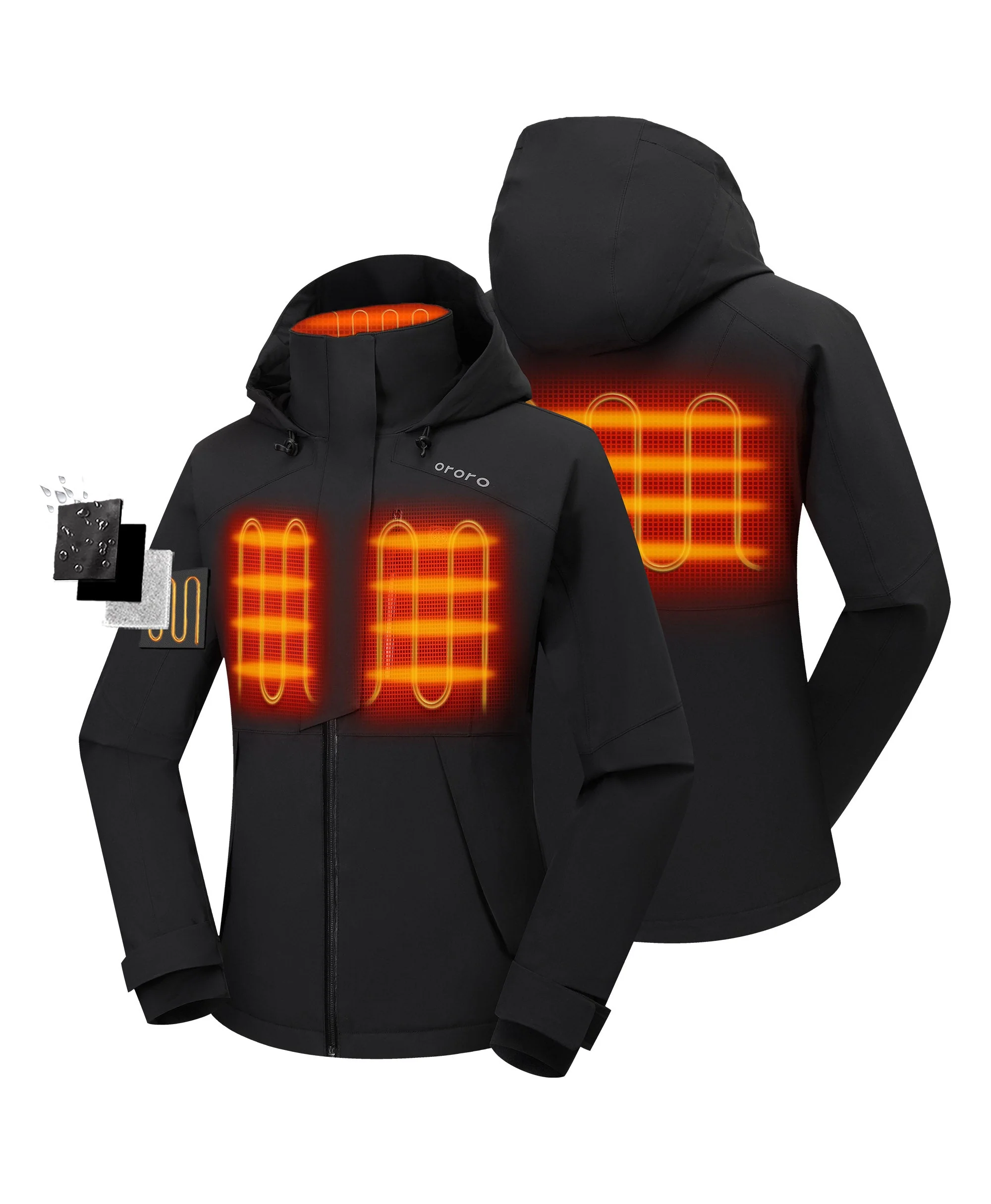 Women's Waterproof Heated Ski Jacket - Black/Blue - XNAUWBI