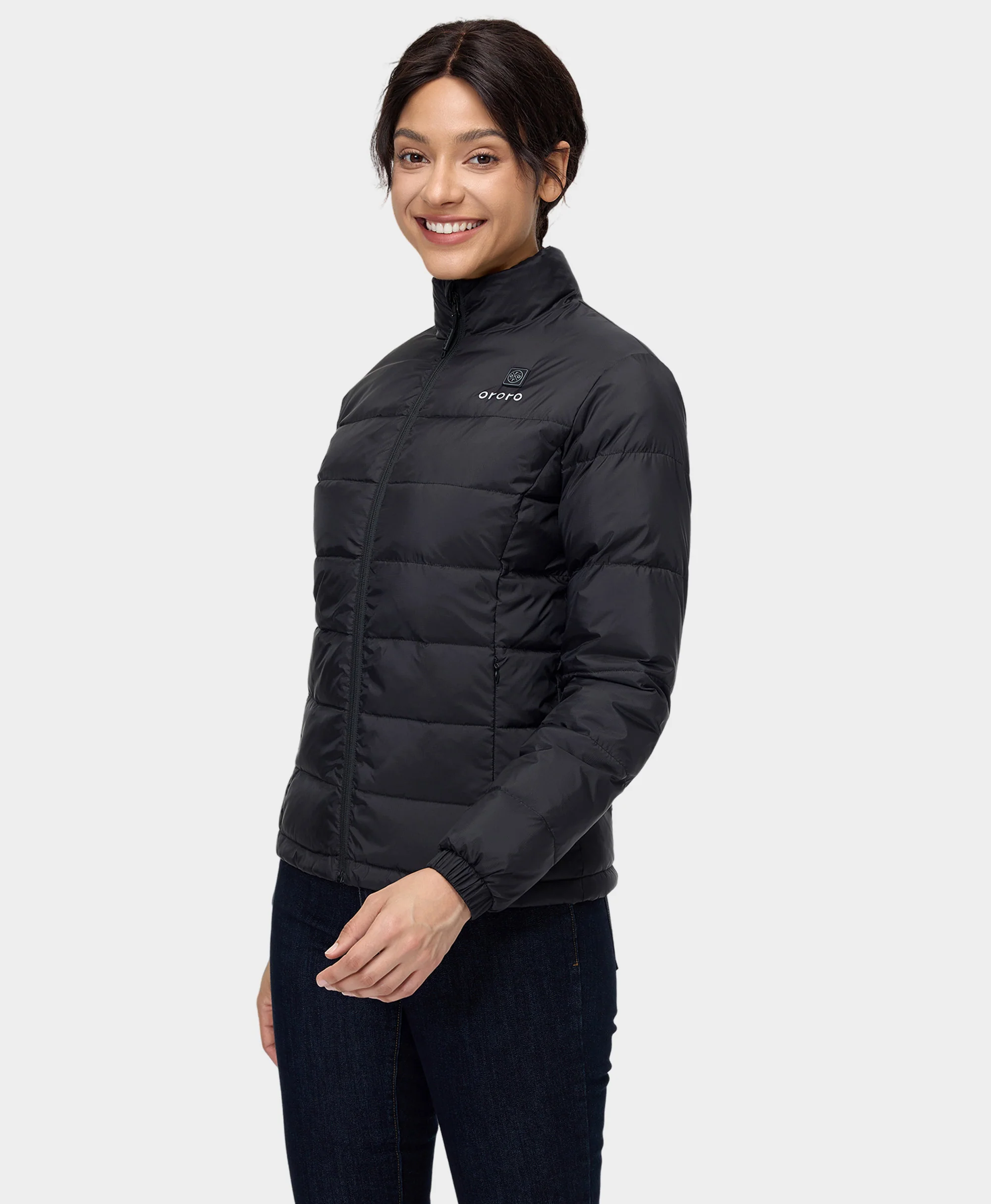 Women's Heated Puffer Jacket - Black/Yellow - XNAUWBI