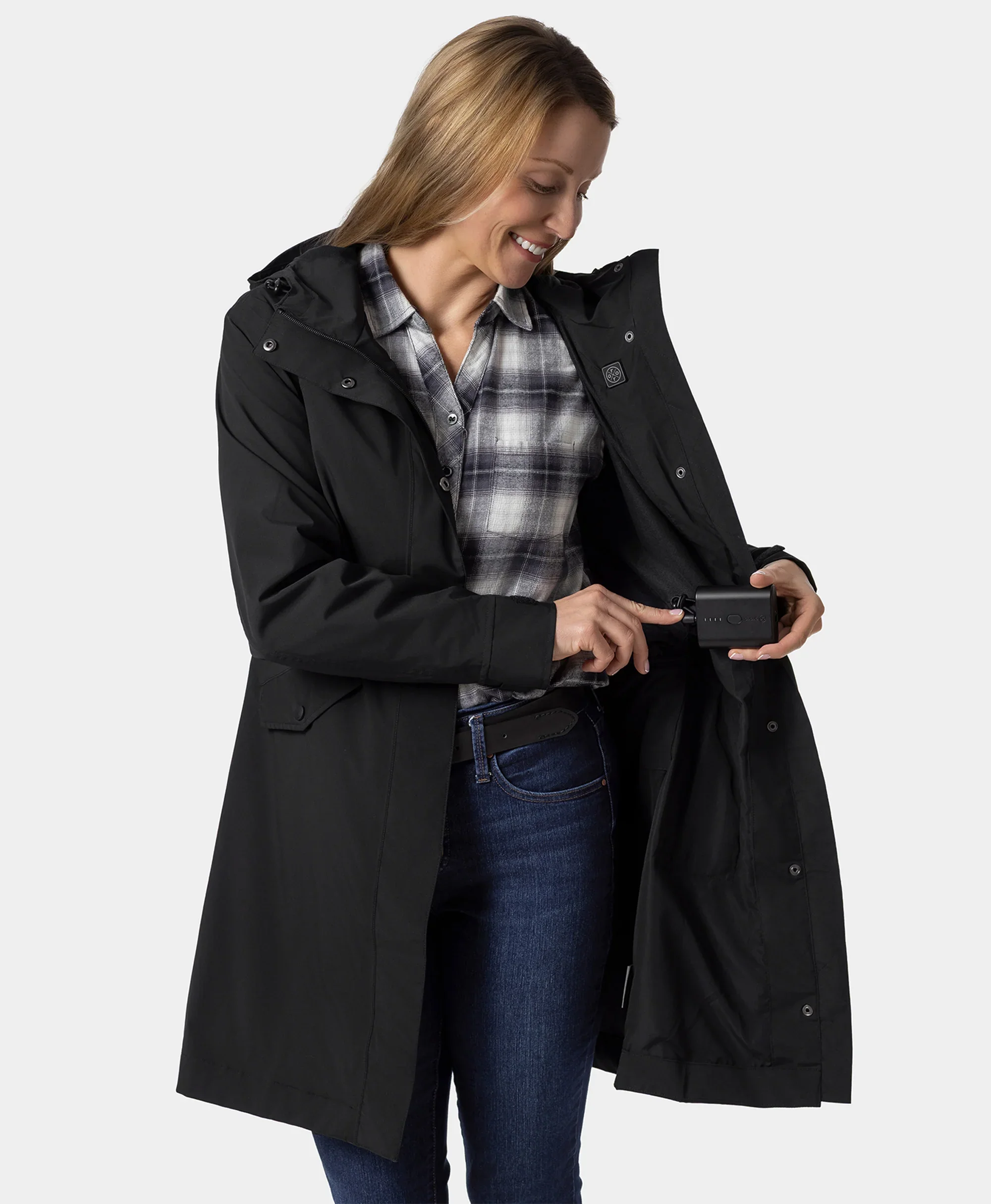 Downtown Women's Heated Rain Trench - XNAUWBI