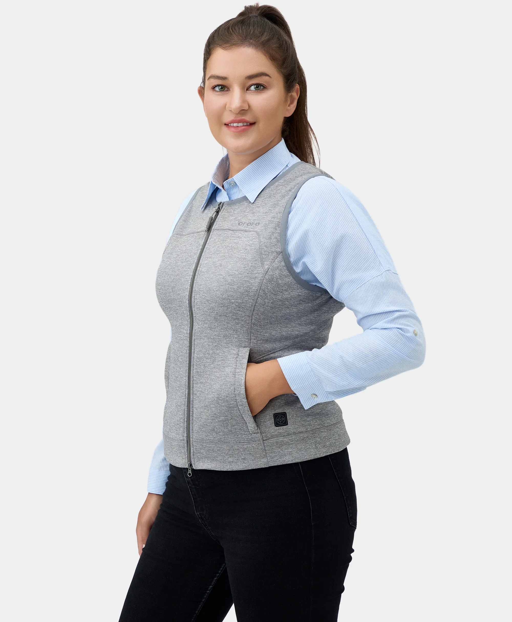 Suzanne Women's Heated Soft Armor Vest - Flecking Gray - XNAUWBI