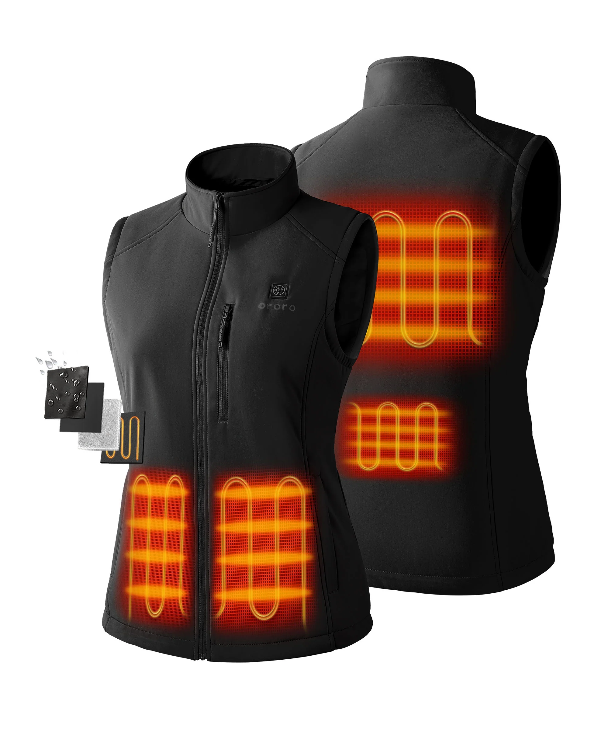 Women's Heated Softshell Vest - Lower Back Heating - XNAUWBI