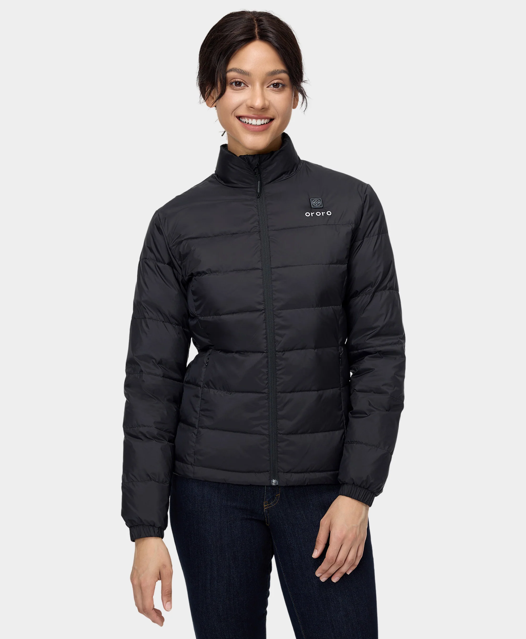 Women's Heated Puffer Jacket - Black/Yellow - XNAUWBI