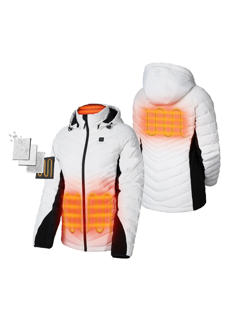 Cloudland Women's Heated Down Jacket - White/Black - XNAUWBI