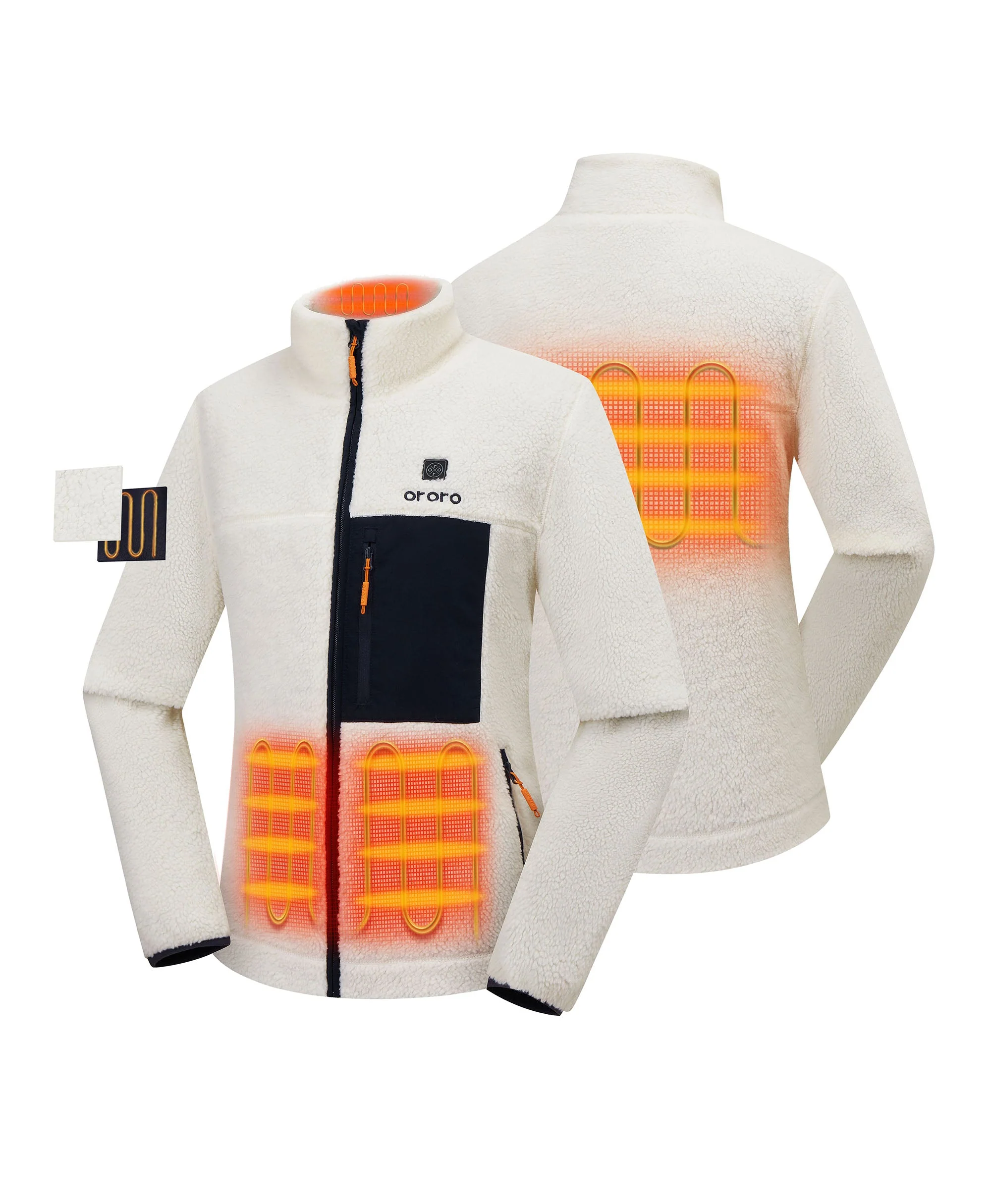 Women's Colorblock Recycled Fleece Heated Jacket - White - XNAUWBI