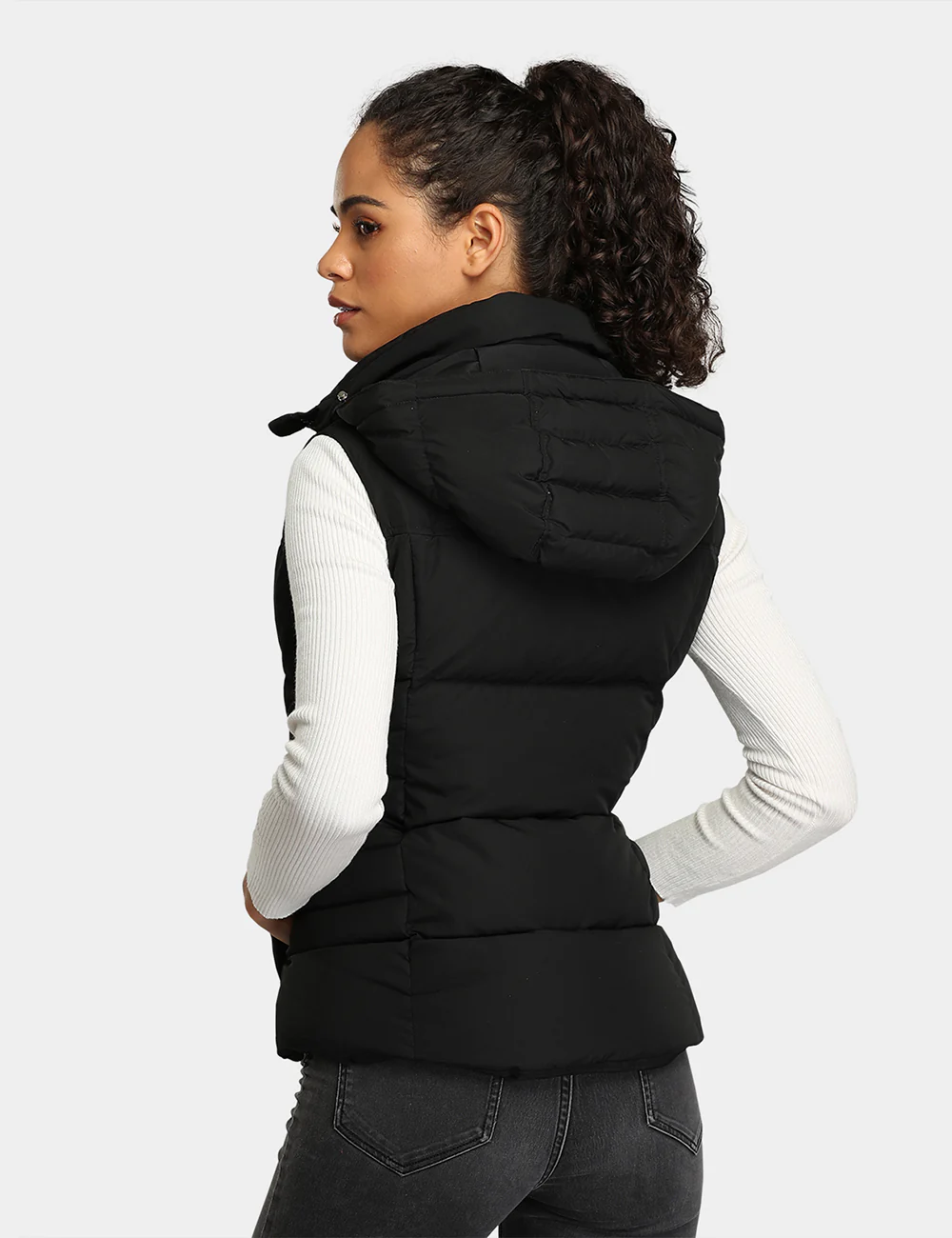 Women's Heated Down Vest - Black/Gray - XNAUWBI