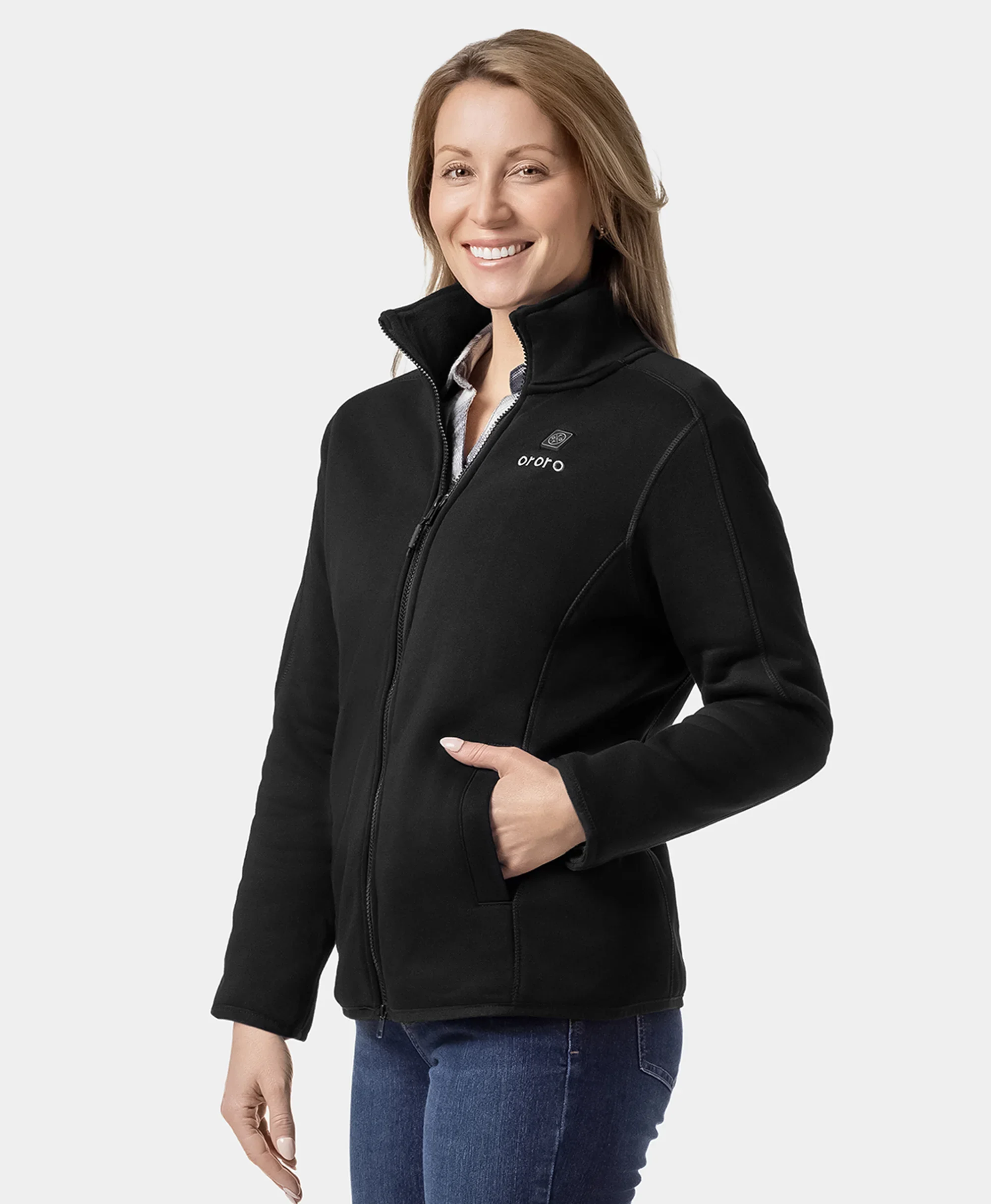 Florence Women's Heated Fleece Jacket - Black - XNAUWBI