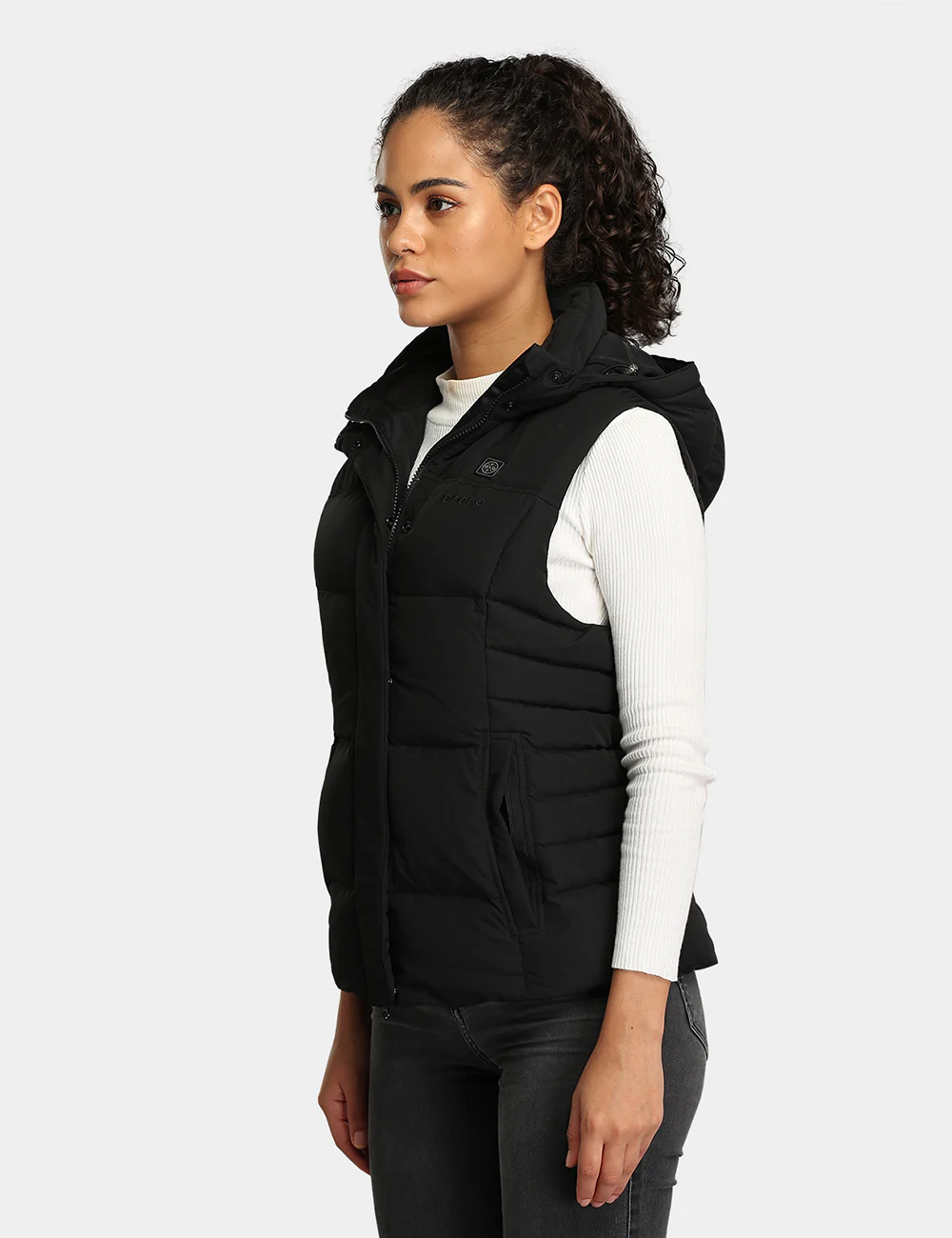 Women's Heated Down Vest - Black/Gray - XNAUWBI