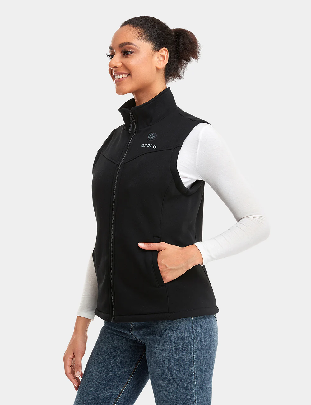 Women's Heated Fleece Vest - Black - XNAUWBI