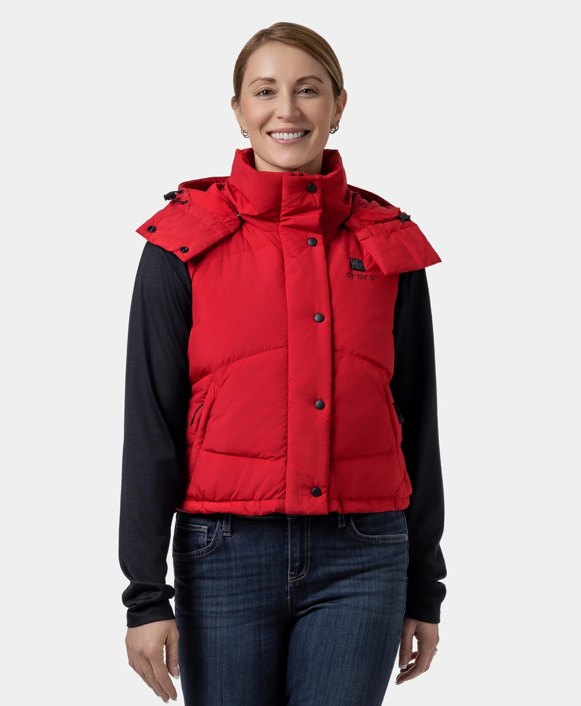 Women's Heated Cropped Puffer Down Vest - XNAUWBI
