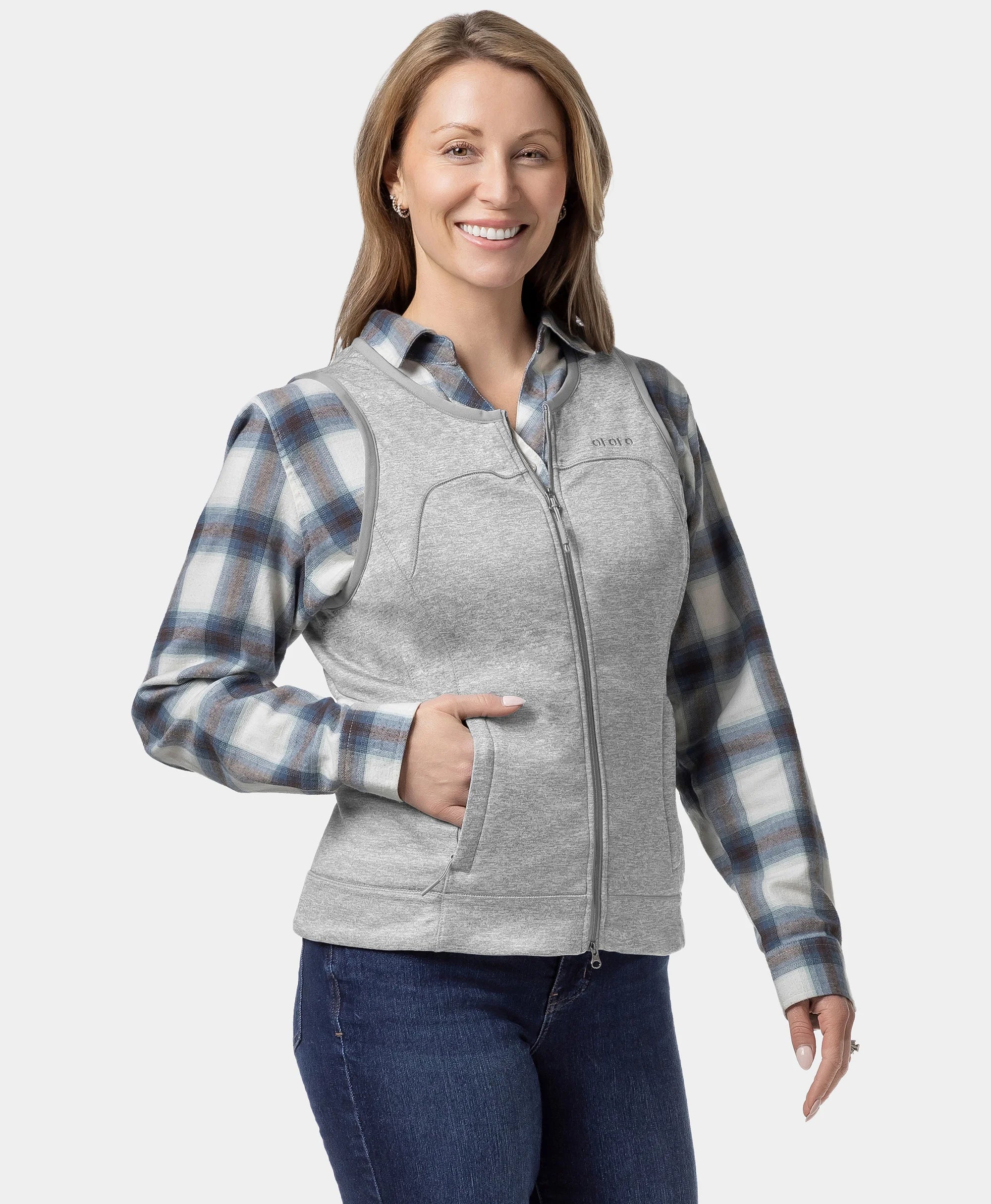 Suzanne Women's Heated Soft Armor Vest - Flecking Gray - XNAUWBI