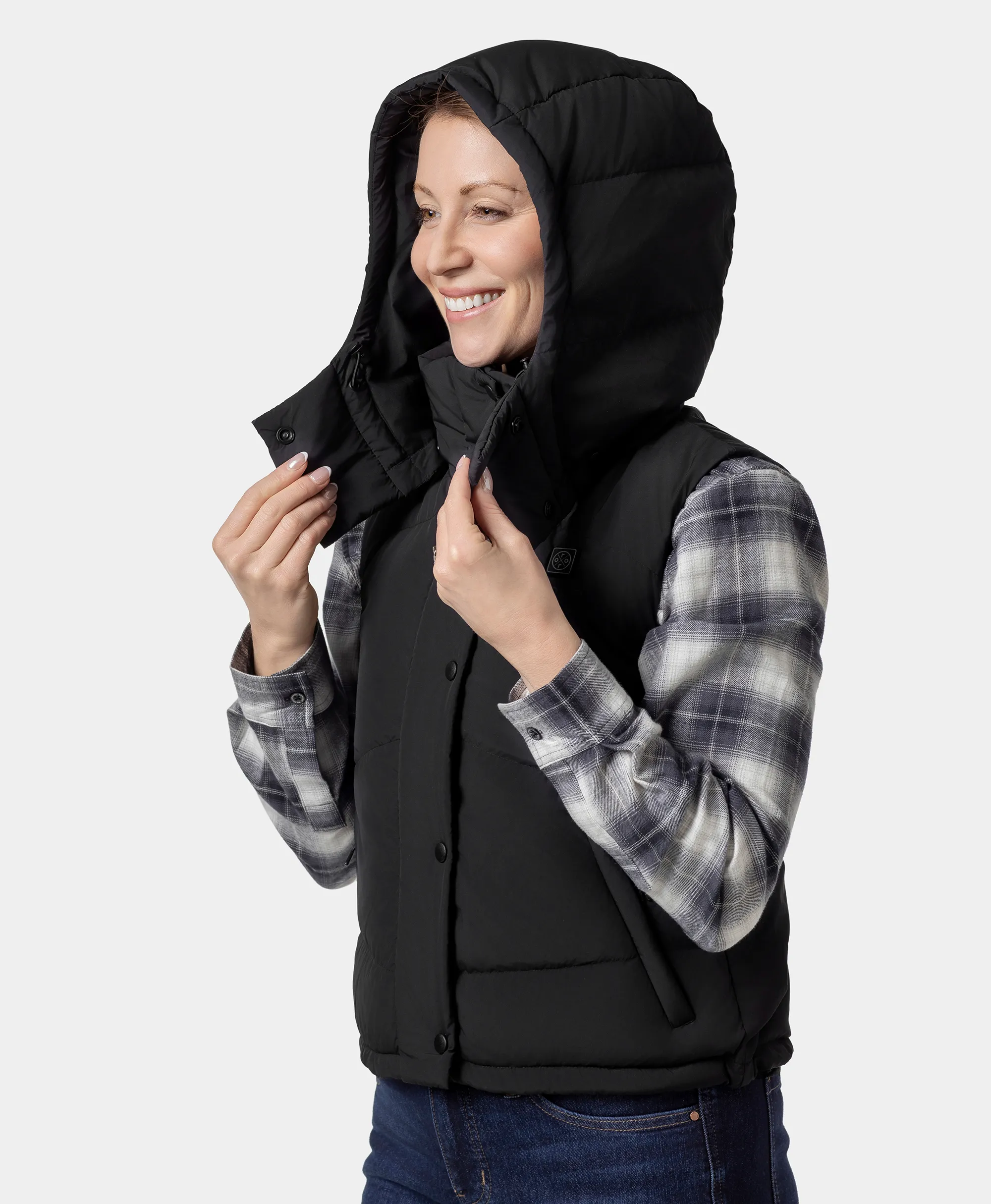 Women's Heated Cropped Puffer Down Vest - XNAUWBI
