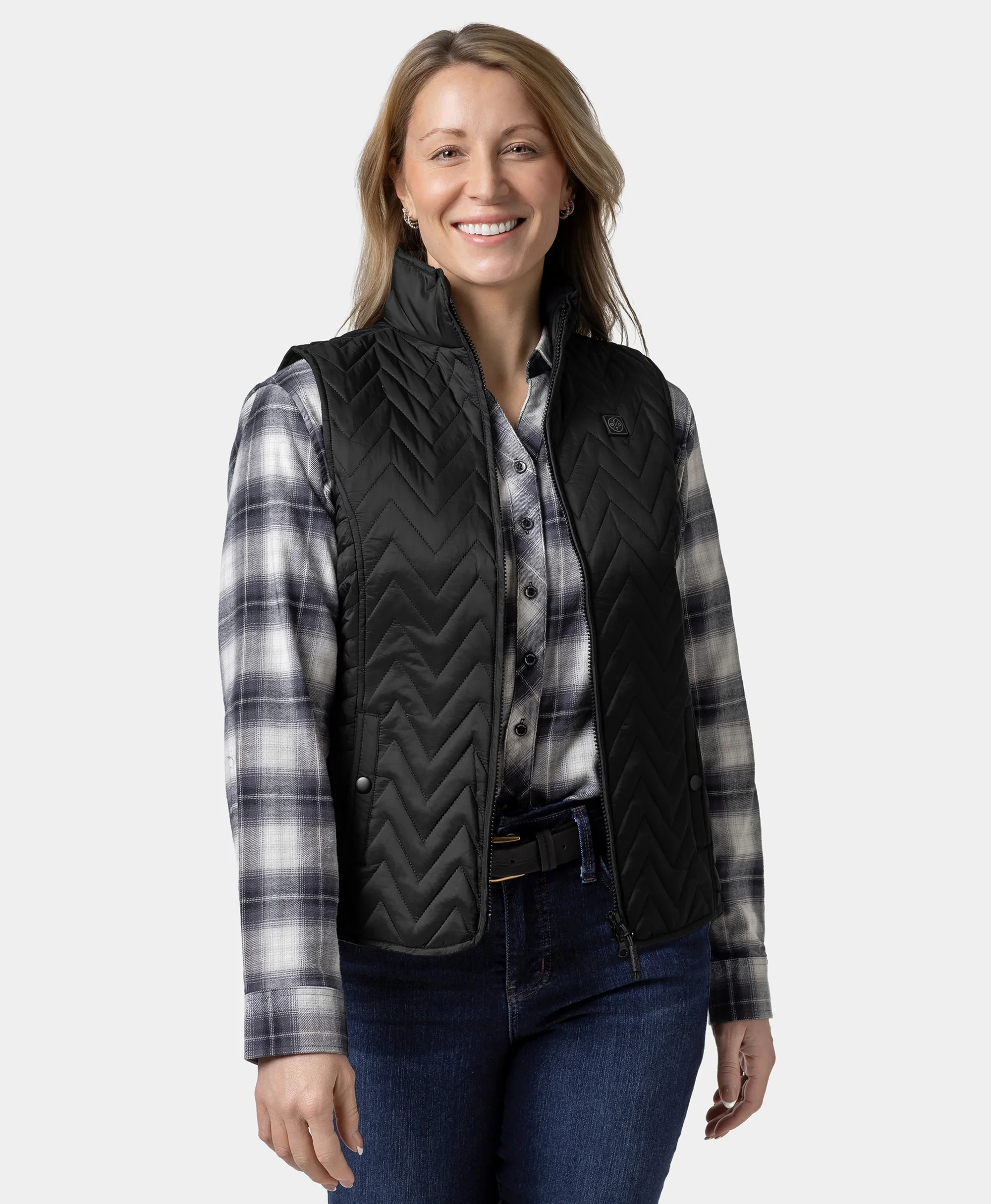 Women's Heated Chevron Quilted Vest - XNAUWBI
