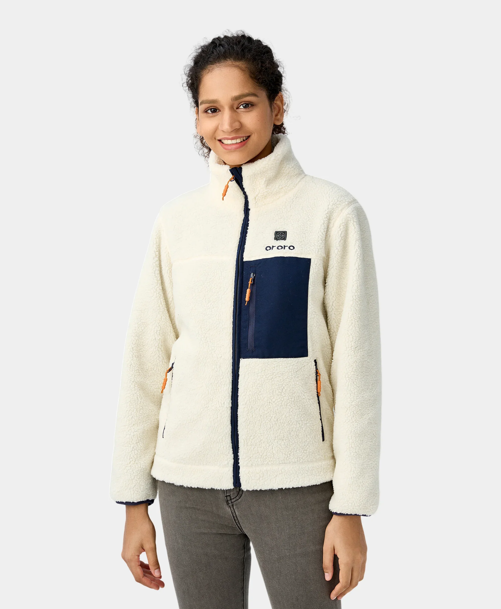 Women's Colorblock Recycled Fleece Heated Jacket - White - XNAUWBI