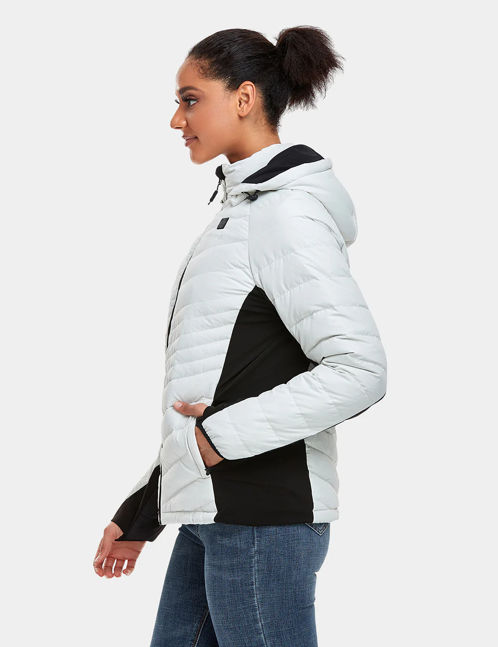 Cloudland Women's Heated Down Jacket - White/Black - XNAUWBI