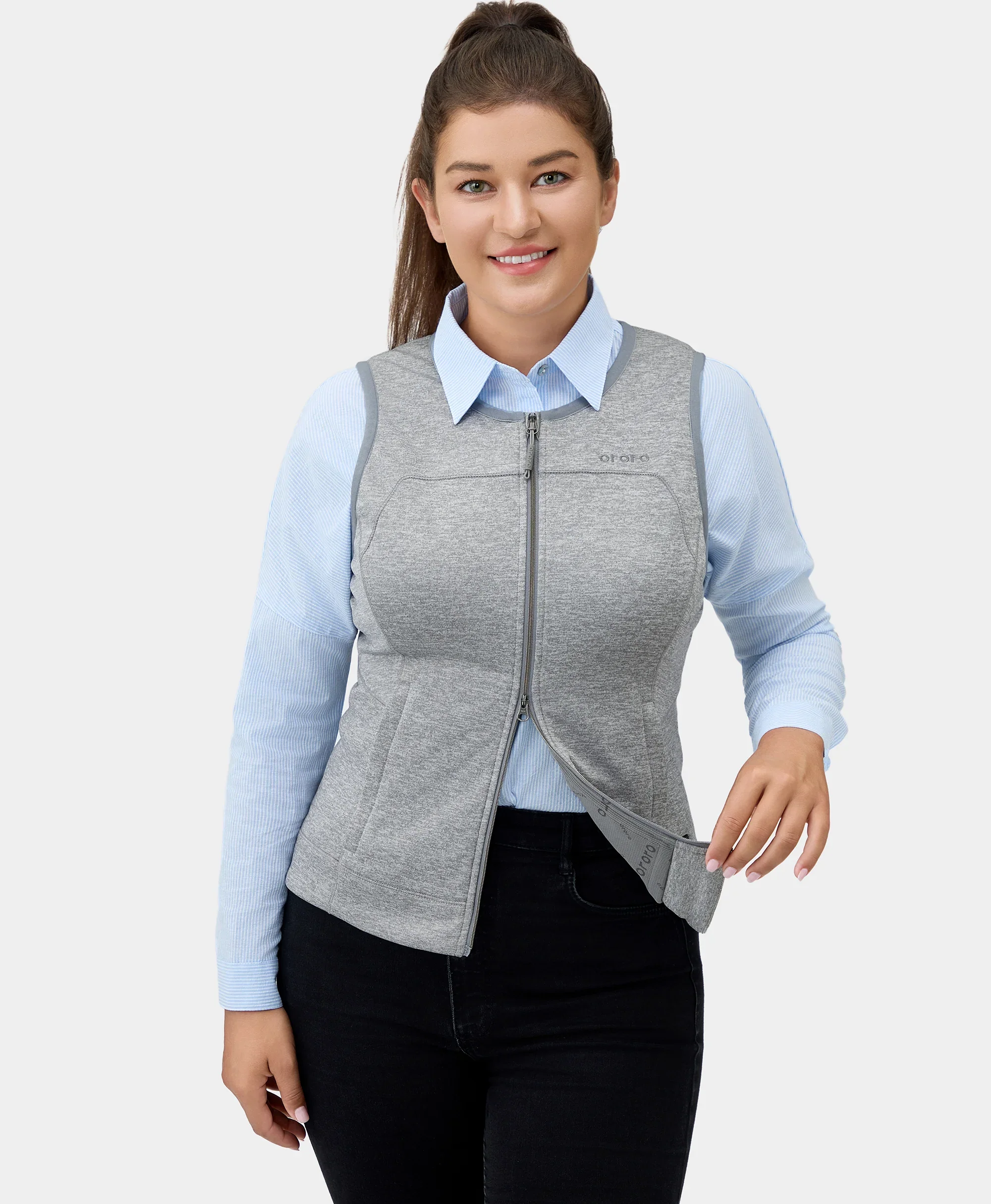 Suzanne Women's Heated Soft Armor Vest - Flecking Gray - XNAUWBI