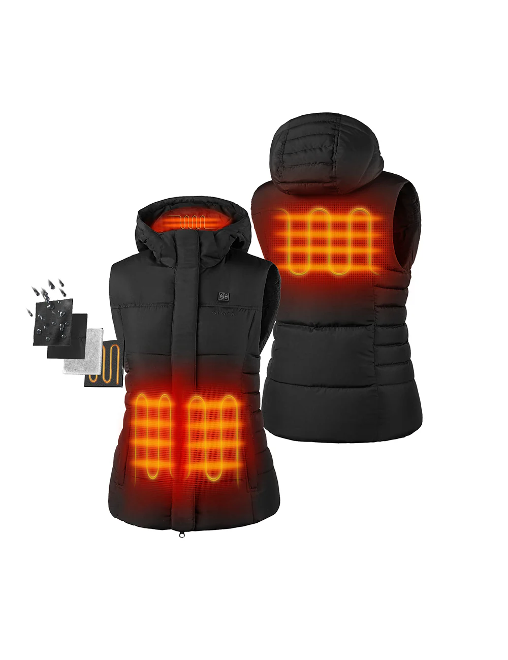 Women's Heated Down Vest - Black/Gray - XNAUWBI