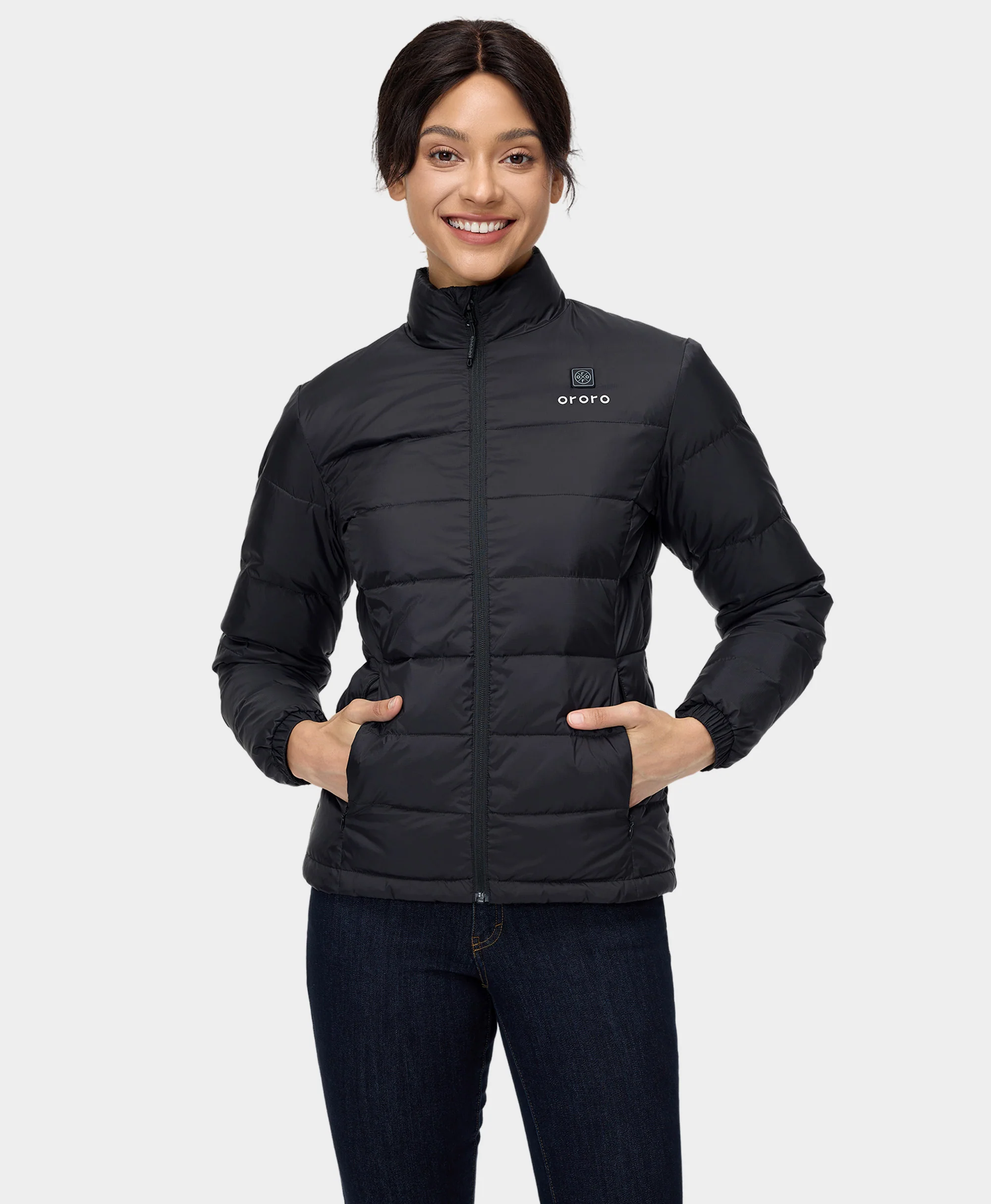 Women's Heated Puffer Jacket - Black/Yellow - XNAUWBI