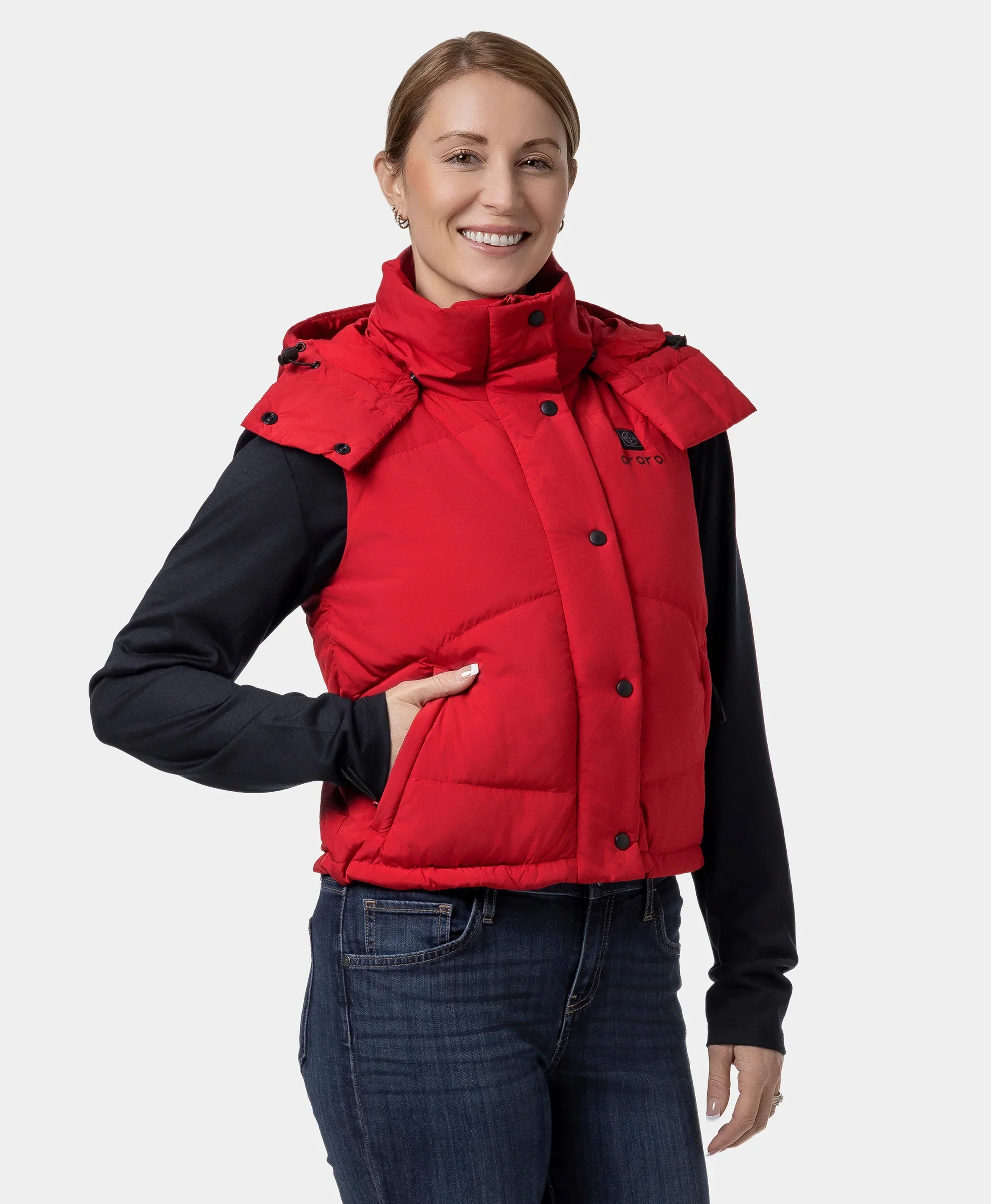 Women's Heated Cropped Puffer Down Vest - XNAUWBI