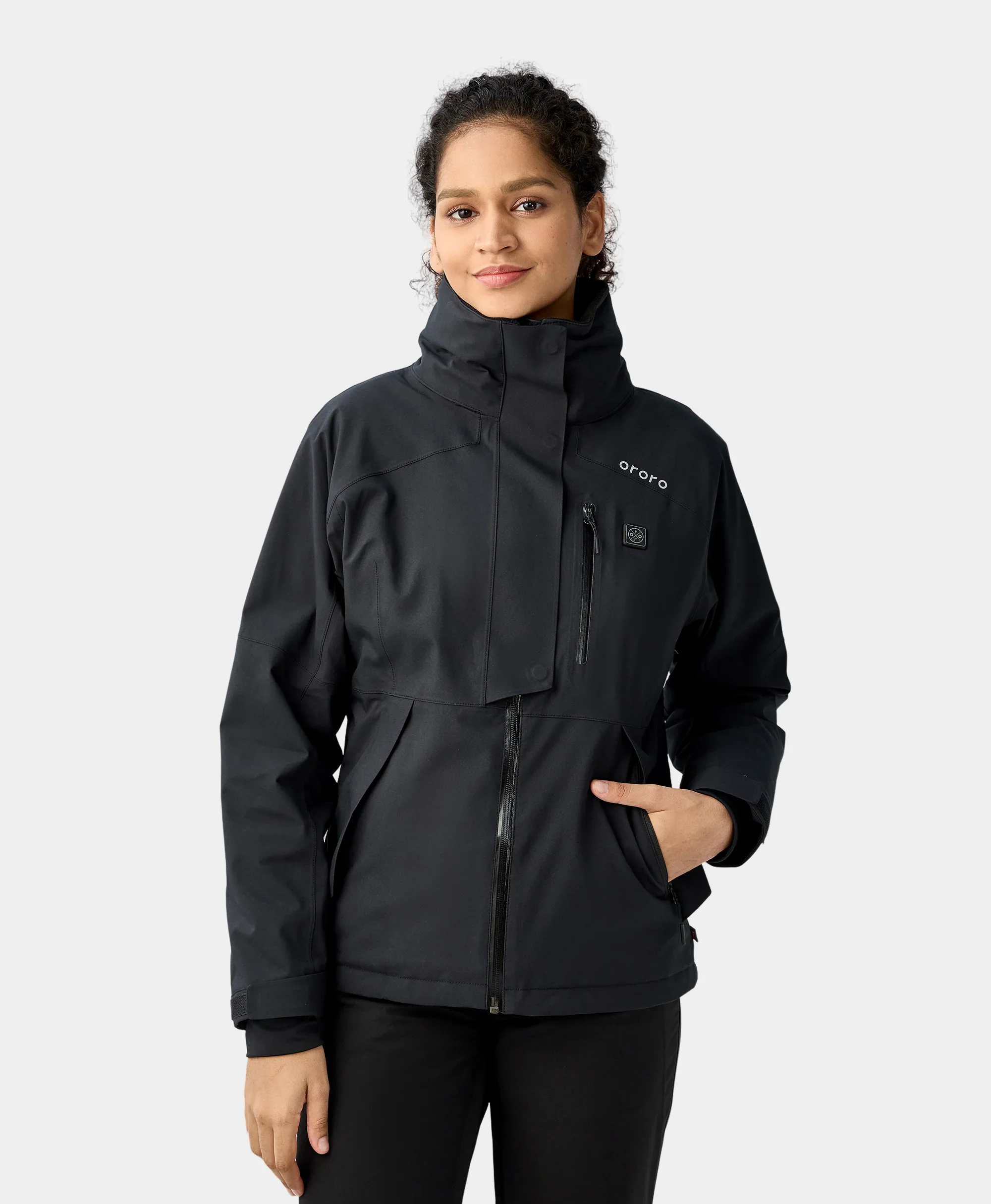 Women's Waterproof Heated Ski Jacket - Black/Blue - XNAUWBI