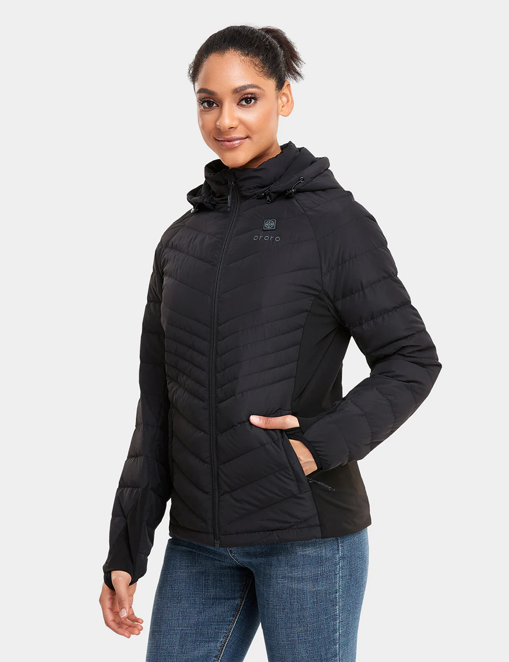 Cloudland Women's Heated Down Jacket - White/Black - XNAUWBI