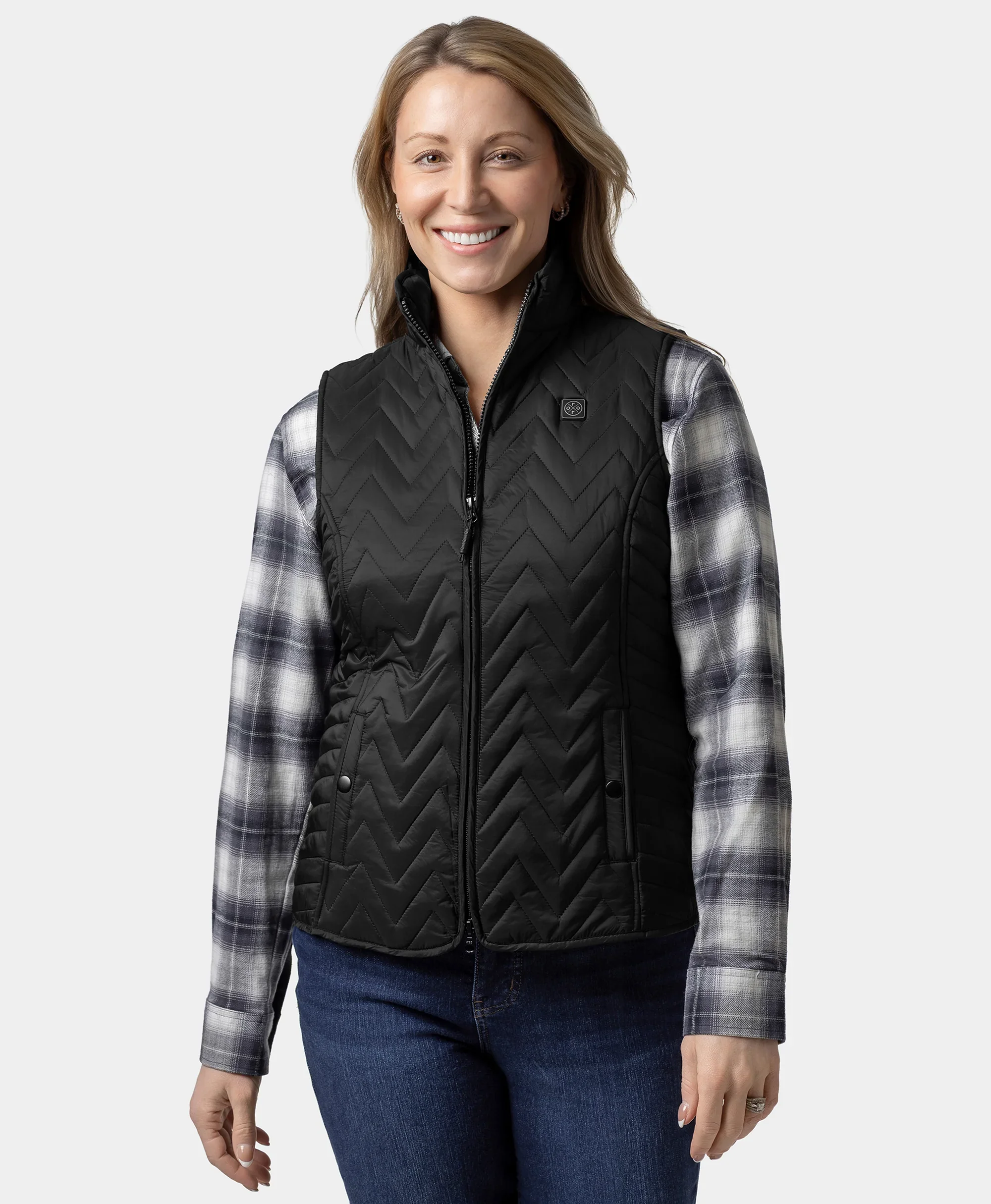 Women's Heated Chevron Quilted Vest - XNAUWBI