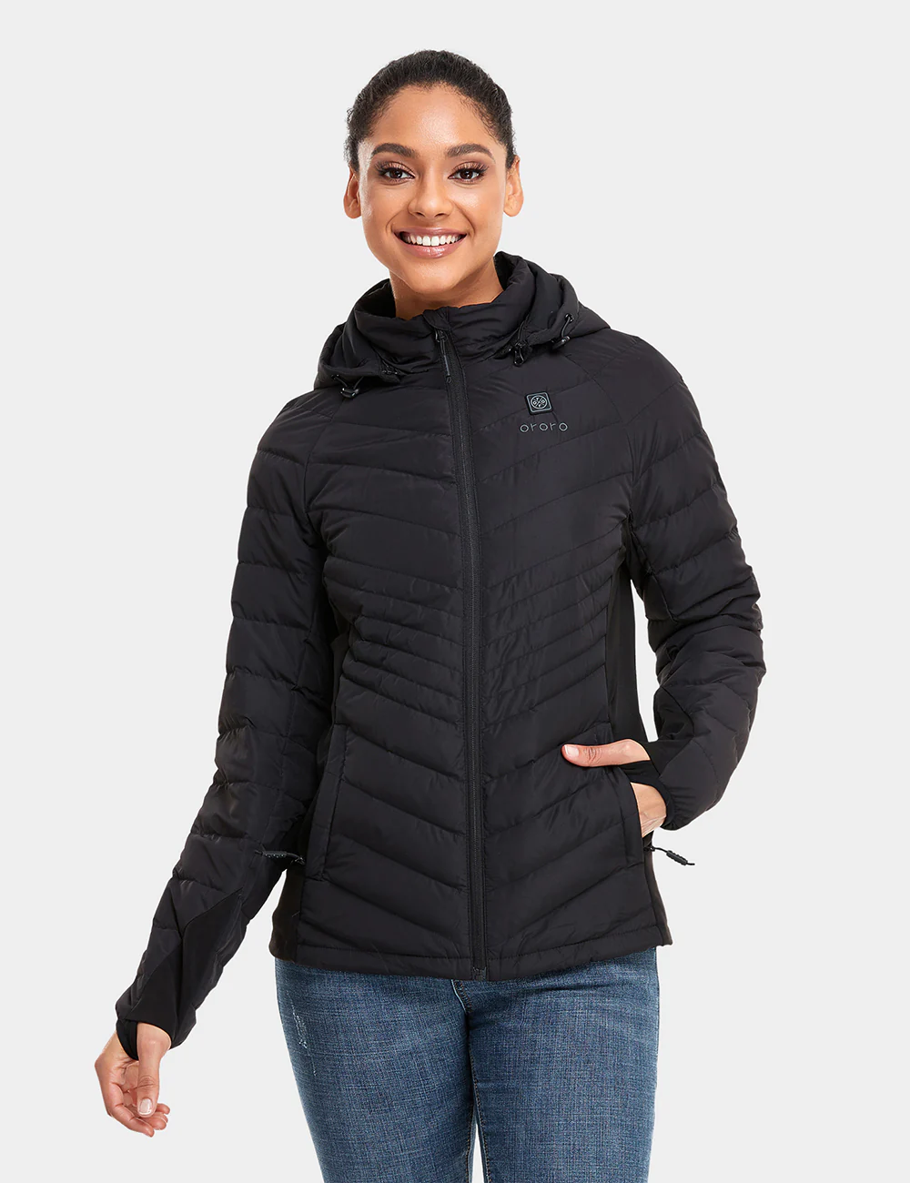 Cloudland Women's Heated Down Jacket - White/Black - XNAUWBI