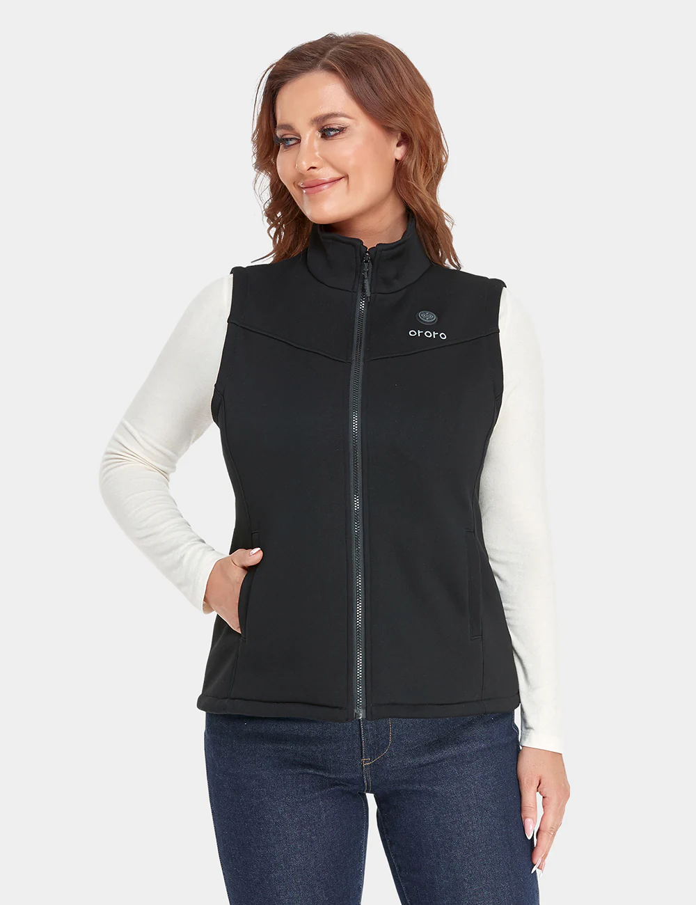 Women's Heated Fleece Vest - Black - XNAUWBI
