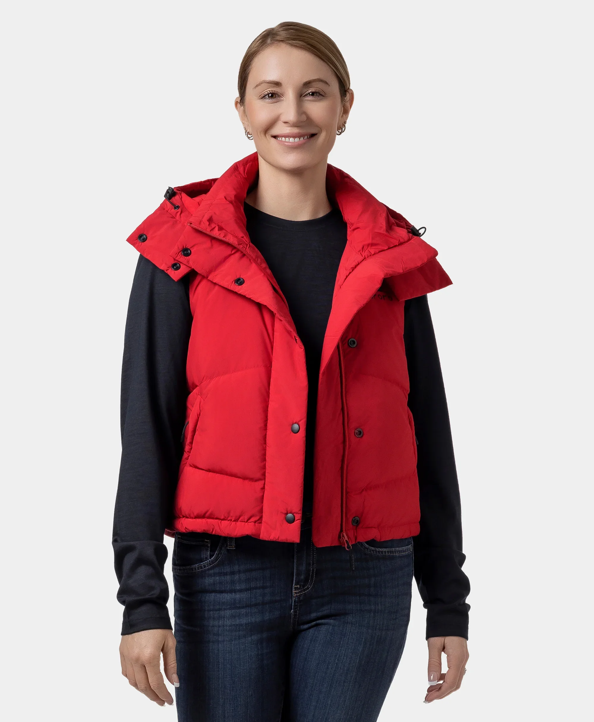 Women's Heated Cropped Puffer Down Vest - XNAUWBI
