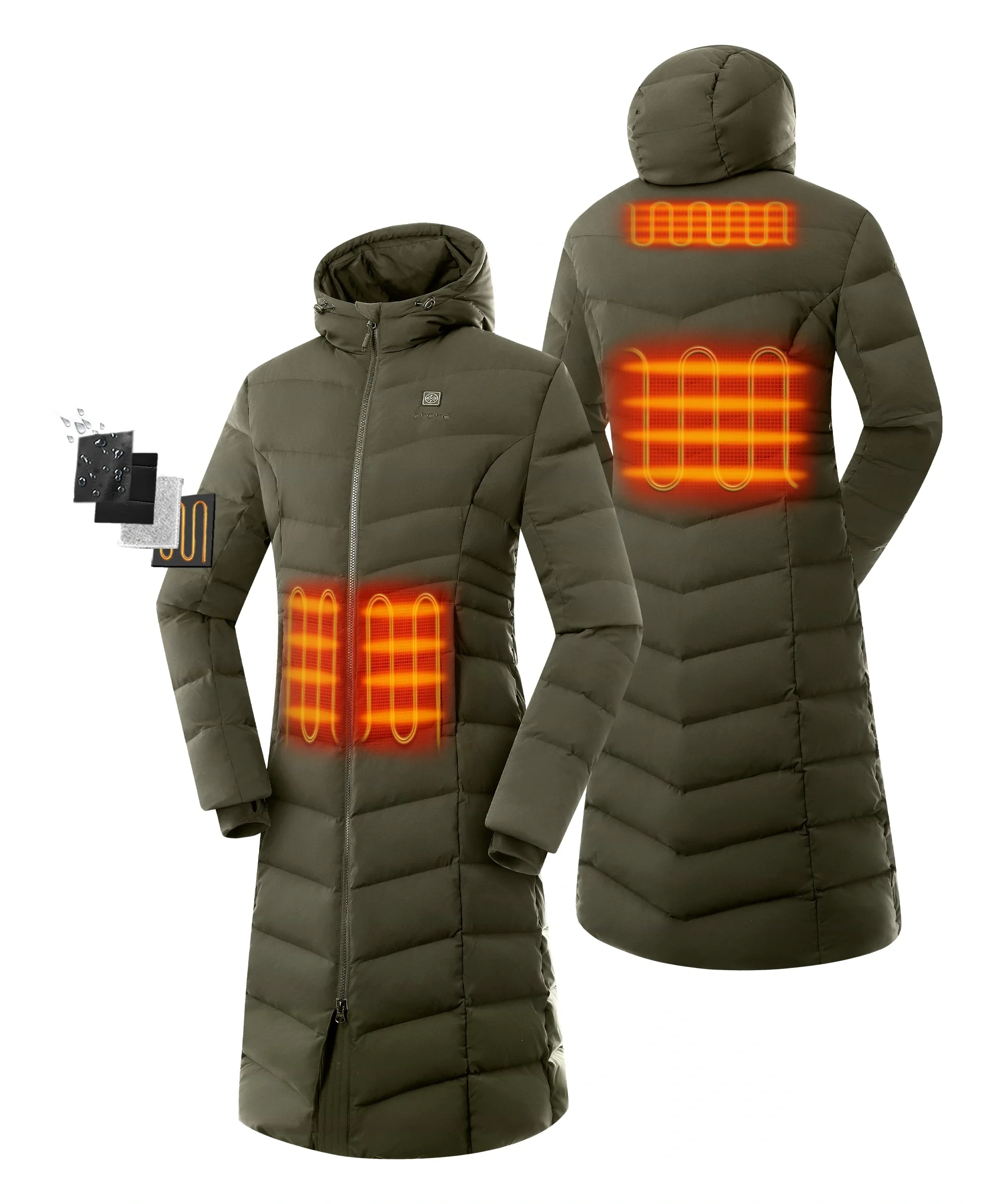 SOHO Women's Heated Down Parka Jacket - XNAUWBI