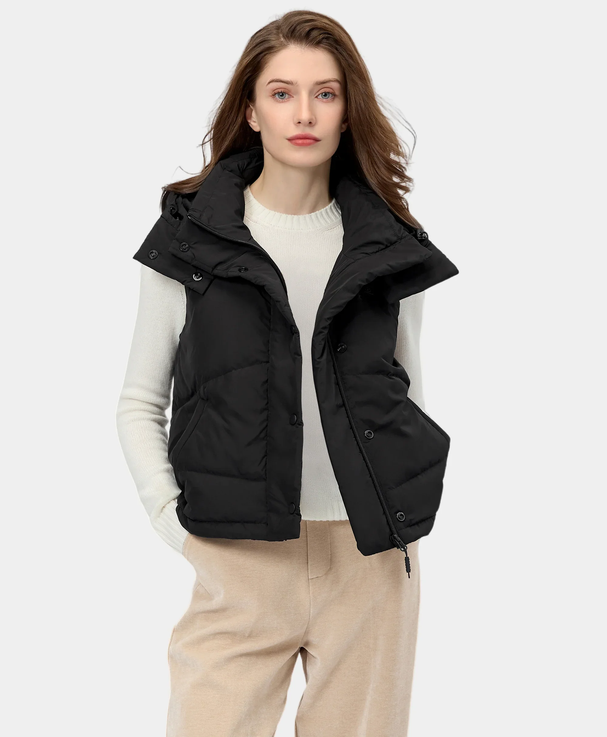 Women's Heated Cropped Puffer Down Vest - XNAUWBI