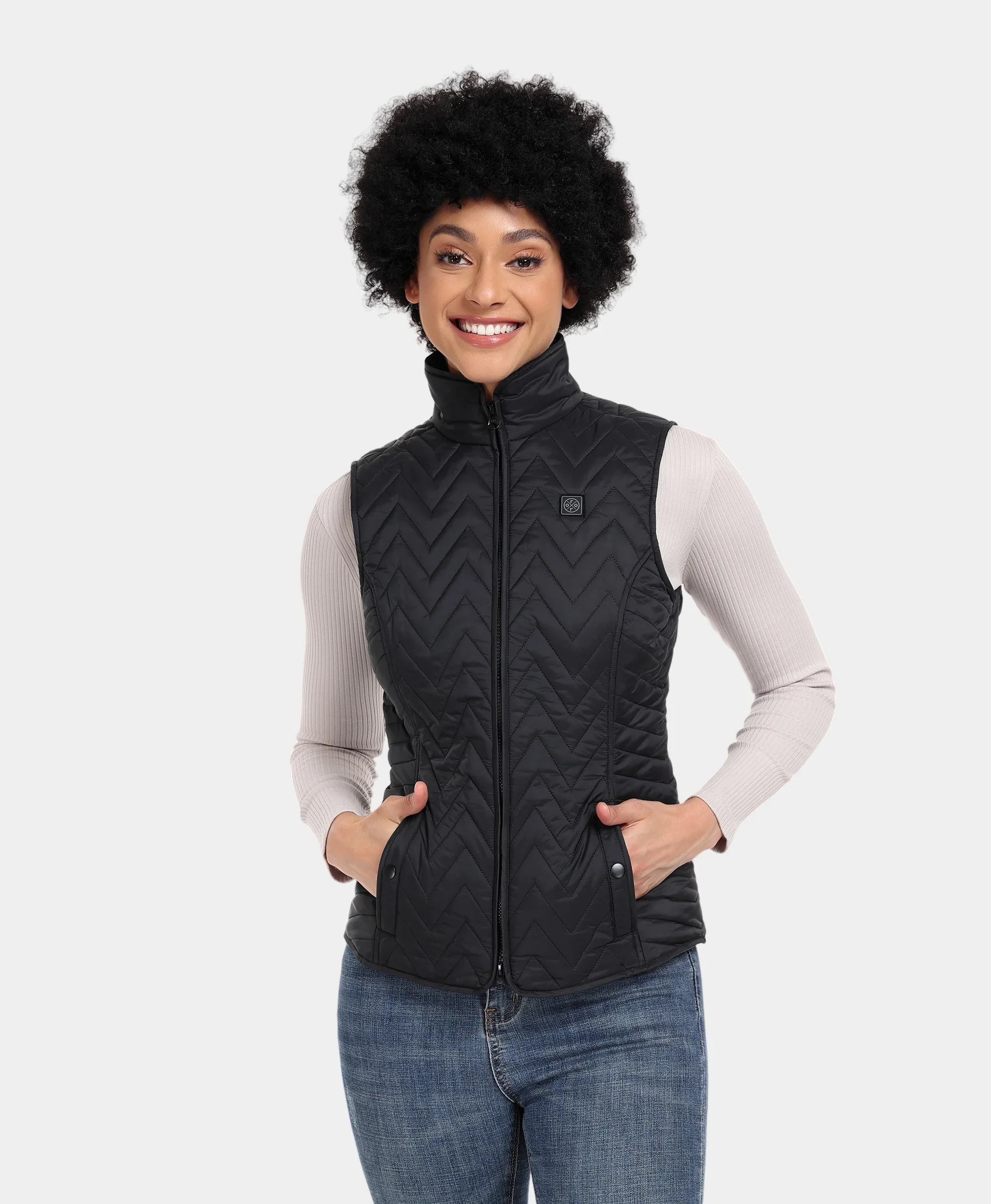 Women's Heated Chevron Quilted Vest - XNAUWBI