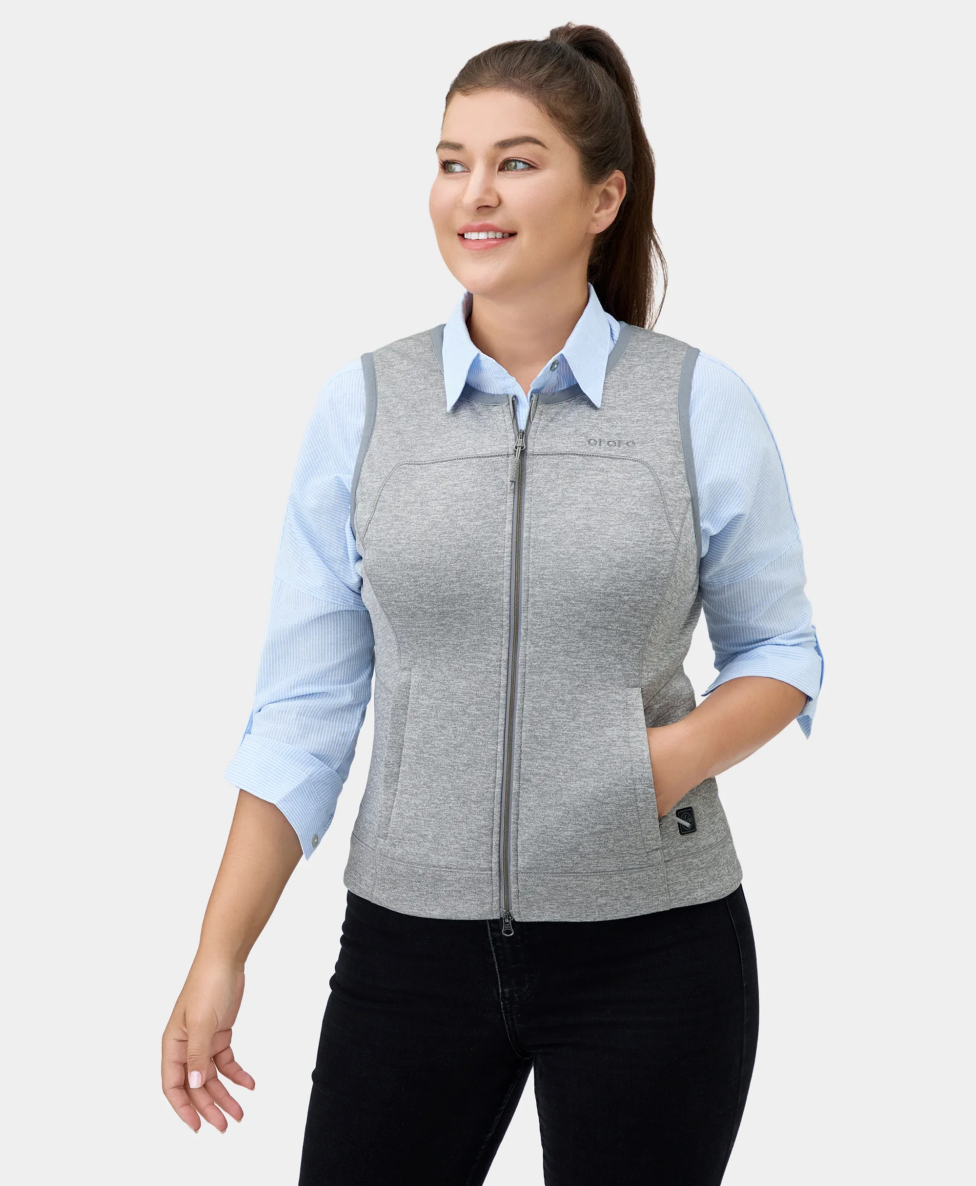 Suzanne Women's Heated Soft Armor Vest - Flecking Gray - XNAUWBI