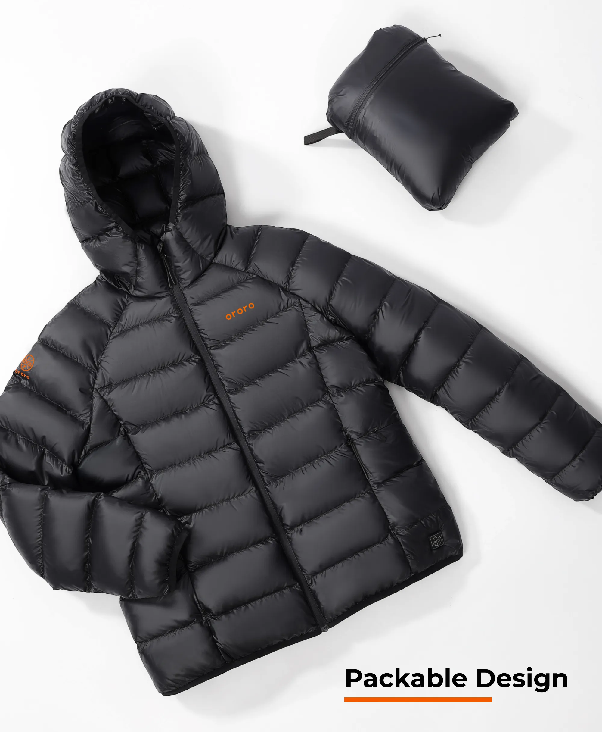 Aero Women's 4-Zone Packable Heated Down Jacket - XNAUWBI