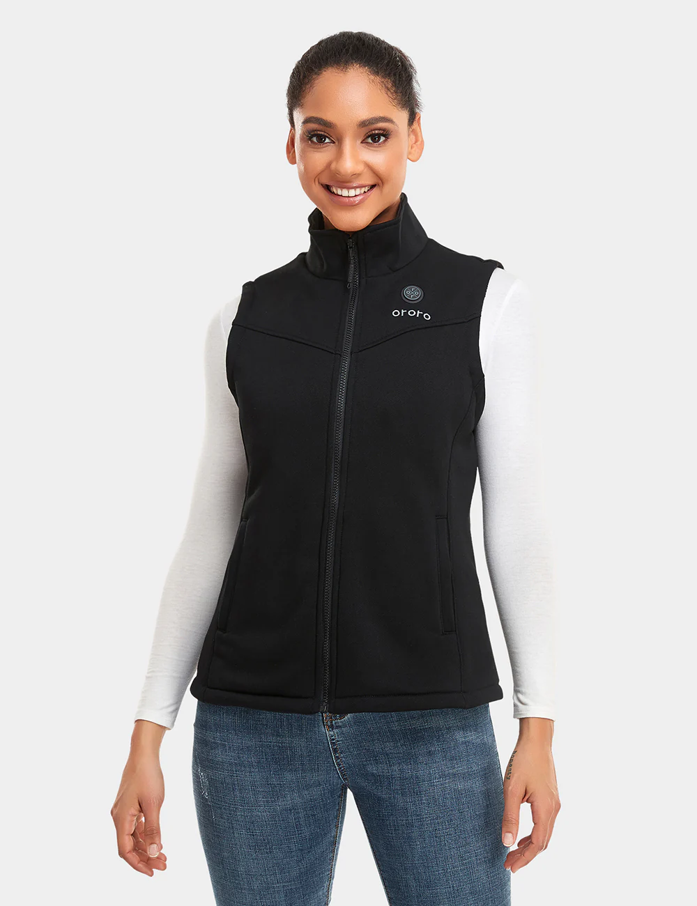 Women's Heated Fleece Vest - Black - XNAUWBI