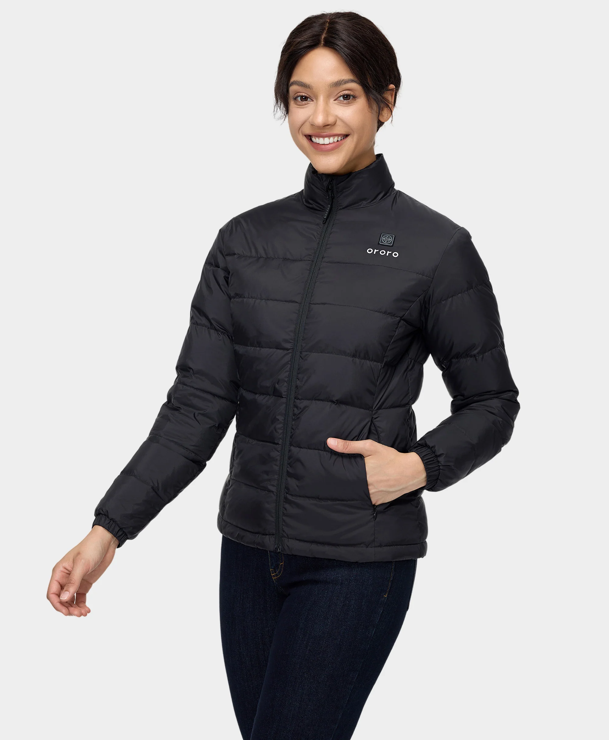 Women's Heated Puffer Jacket - Black/Yellow - XNAUWBI