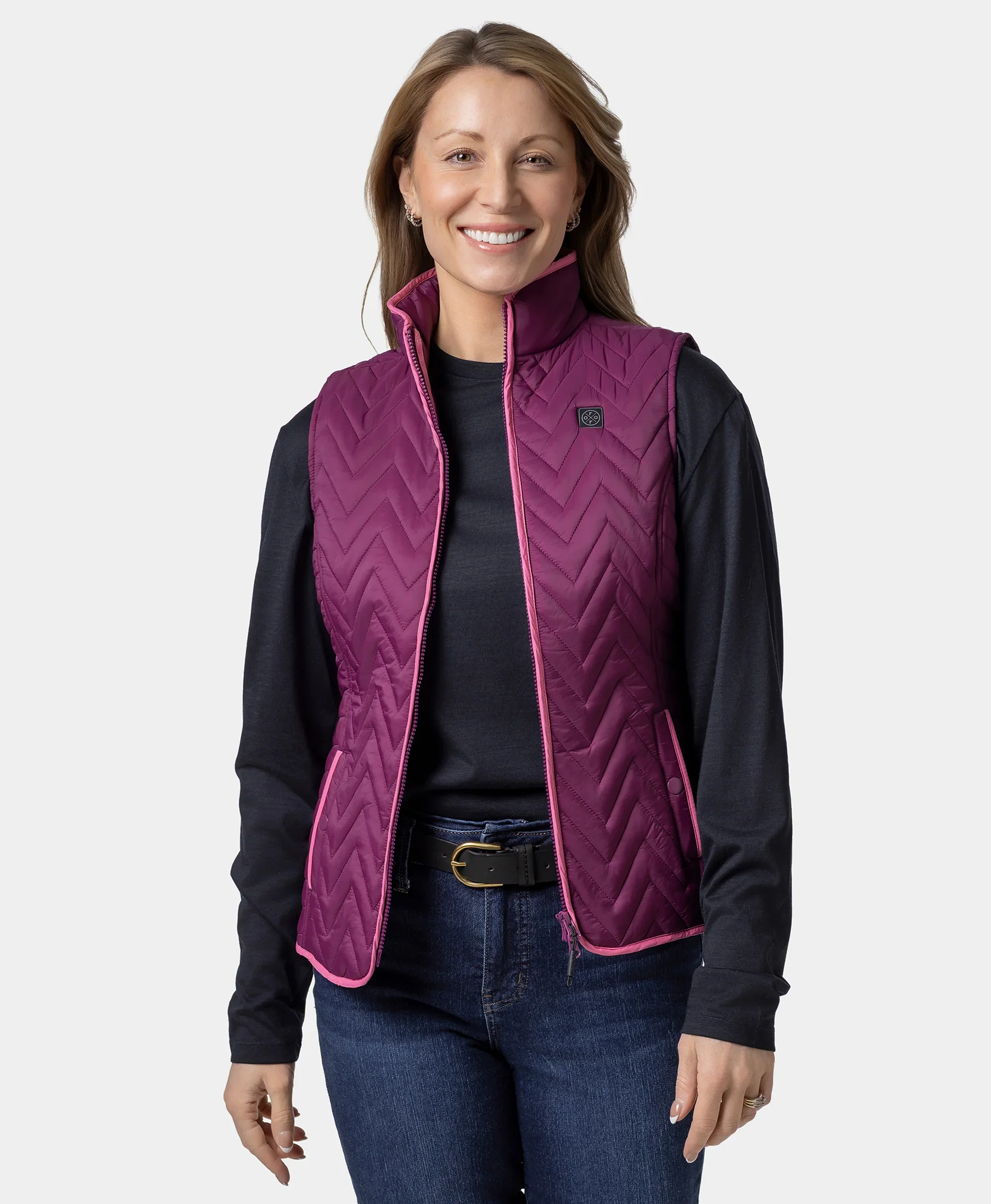 Women's Heated Chevron Quilted Vest - XNAUWBI
